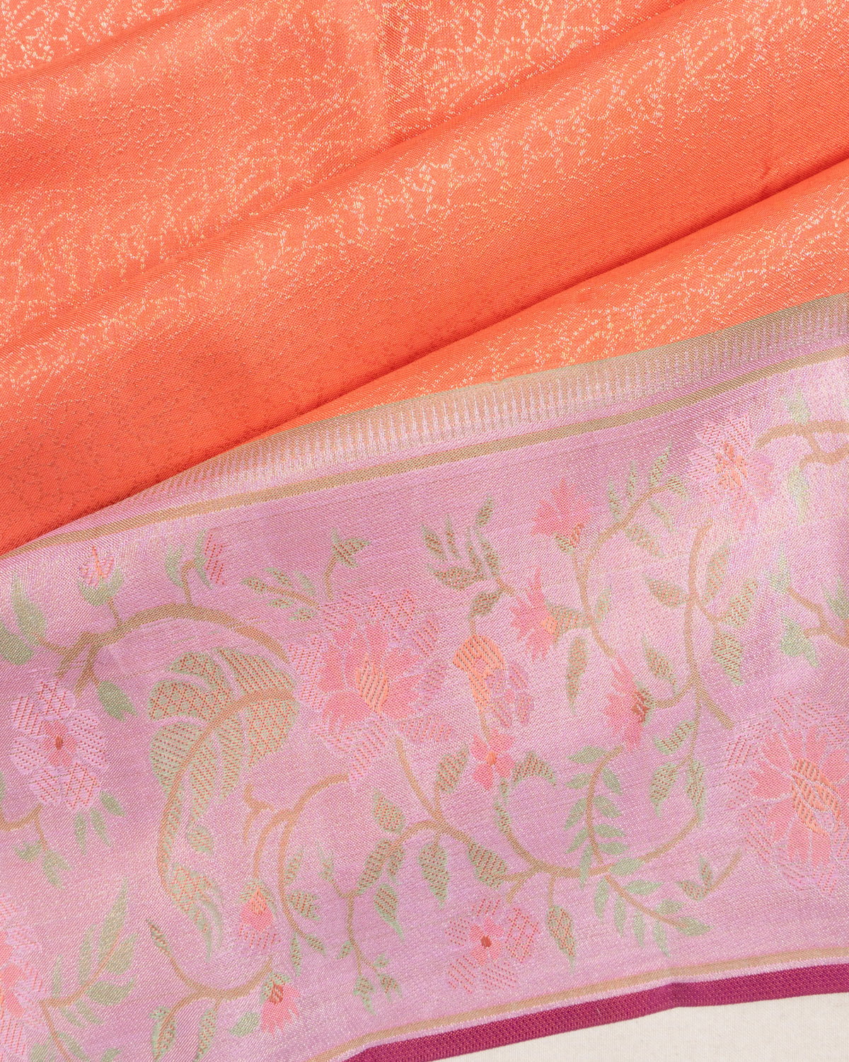 Kanchipuram Silk Brocade Peach Saree