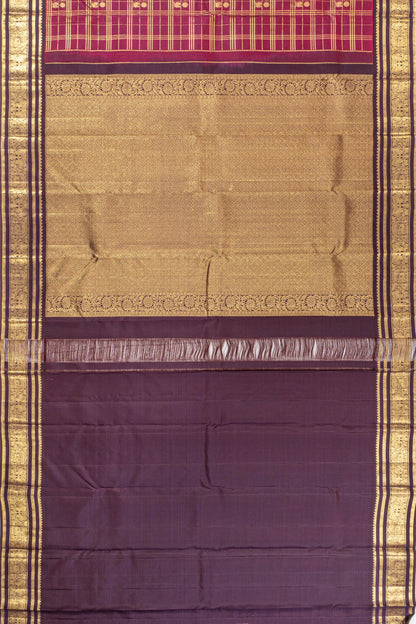 Classic Kanchipuram Silk Checks And Butta Maroon Saree