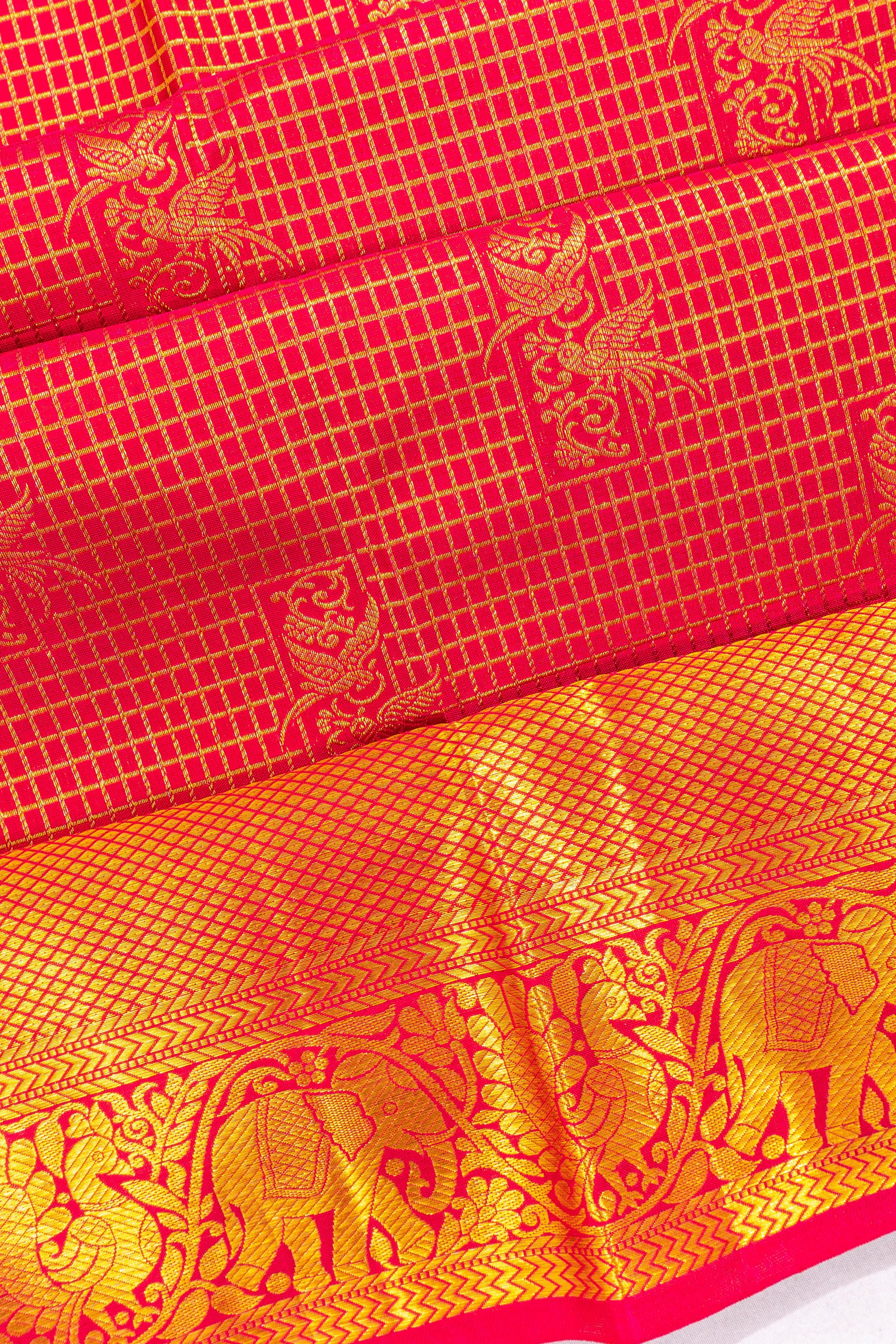 Taranga Kanchi Silk Checks And Butta Pink Saree