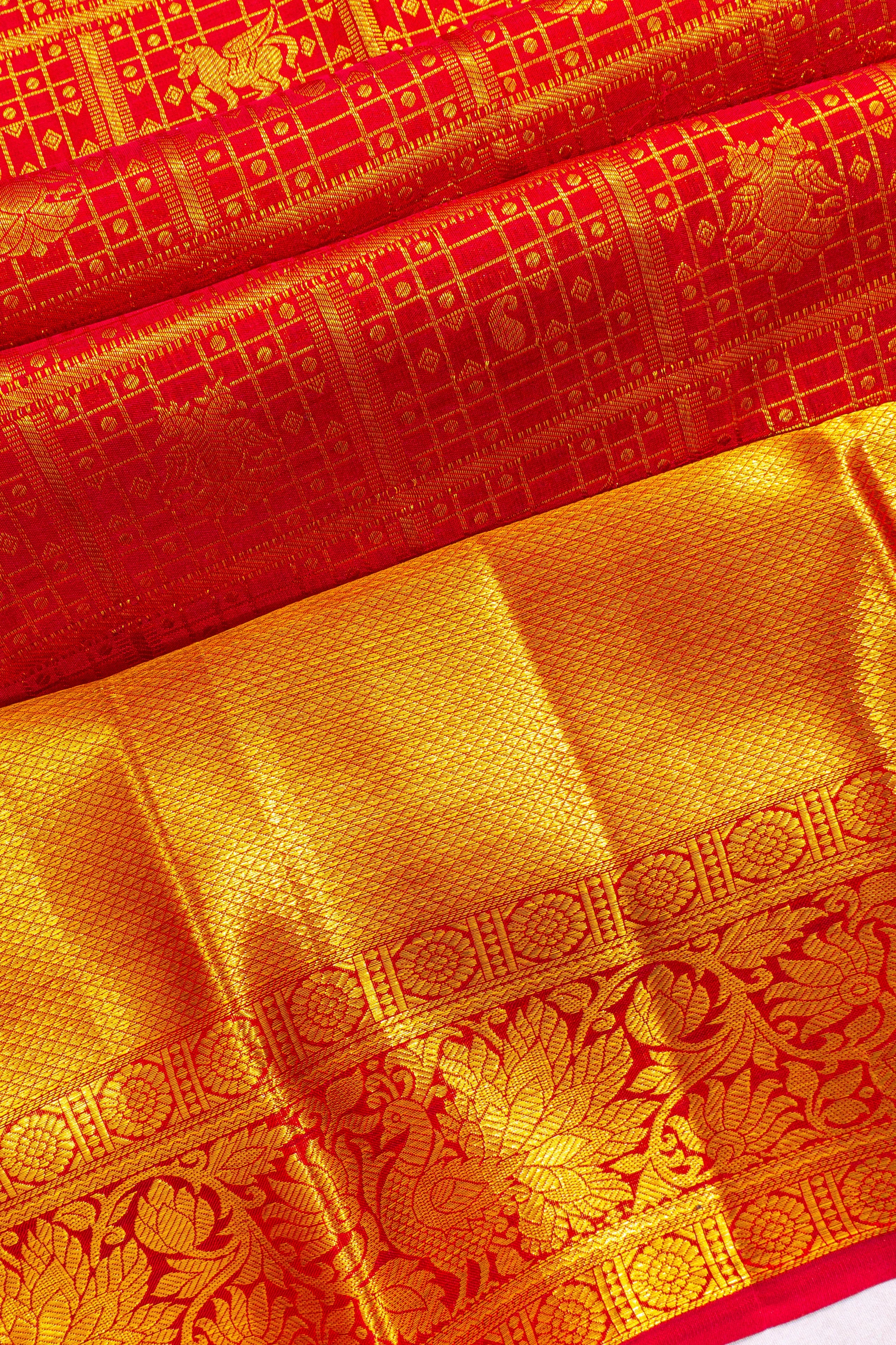 Taranga Kanchi Silk Brocade Red Saree