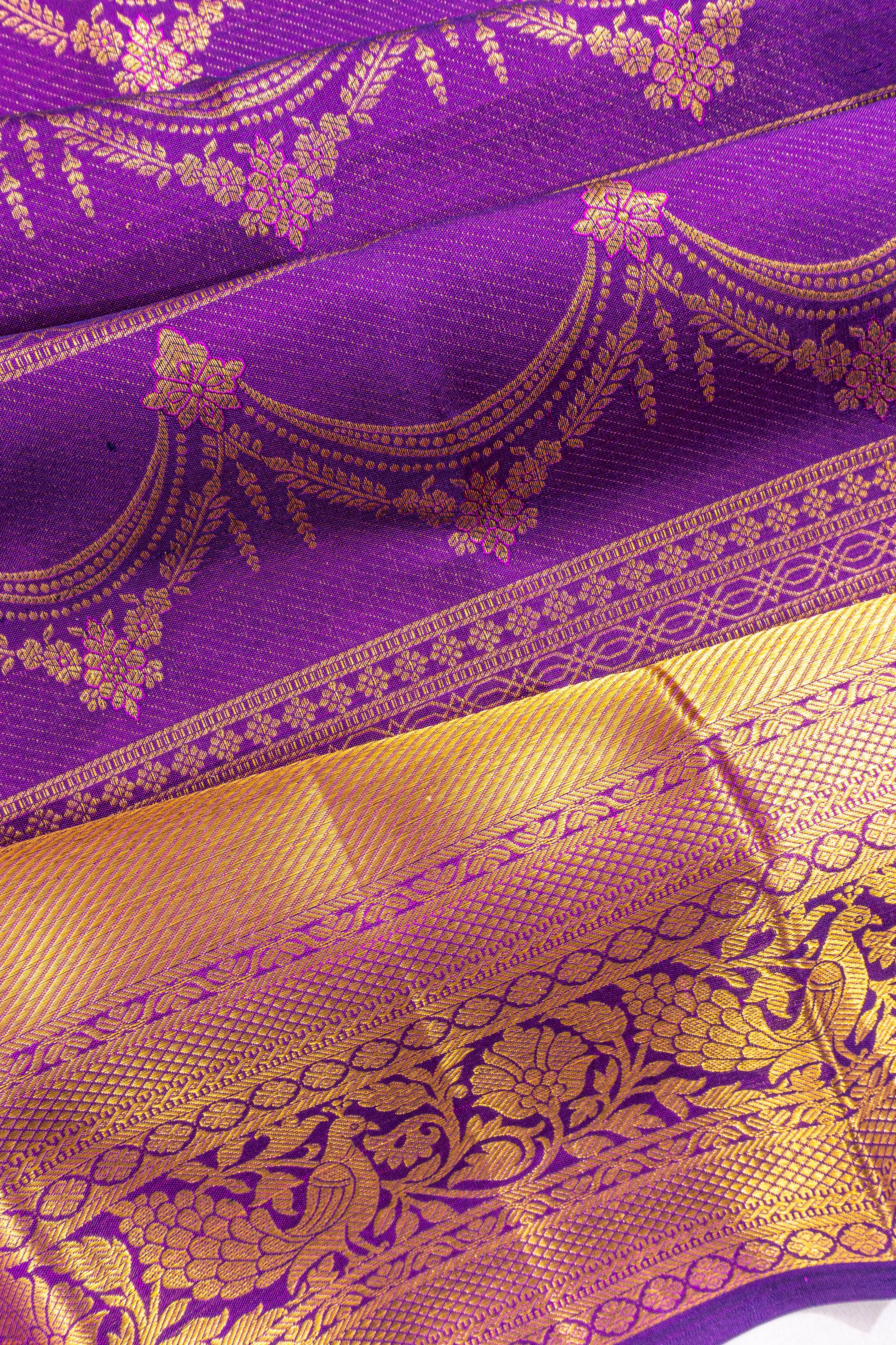 Taranga Kanchi Silk Brocade Violet Saree
