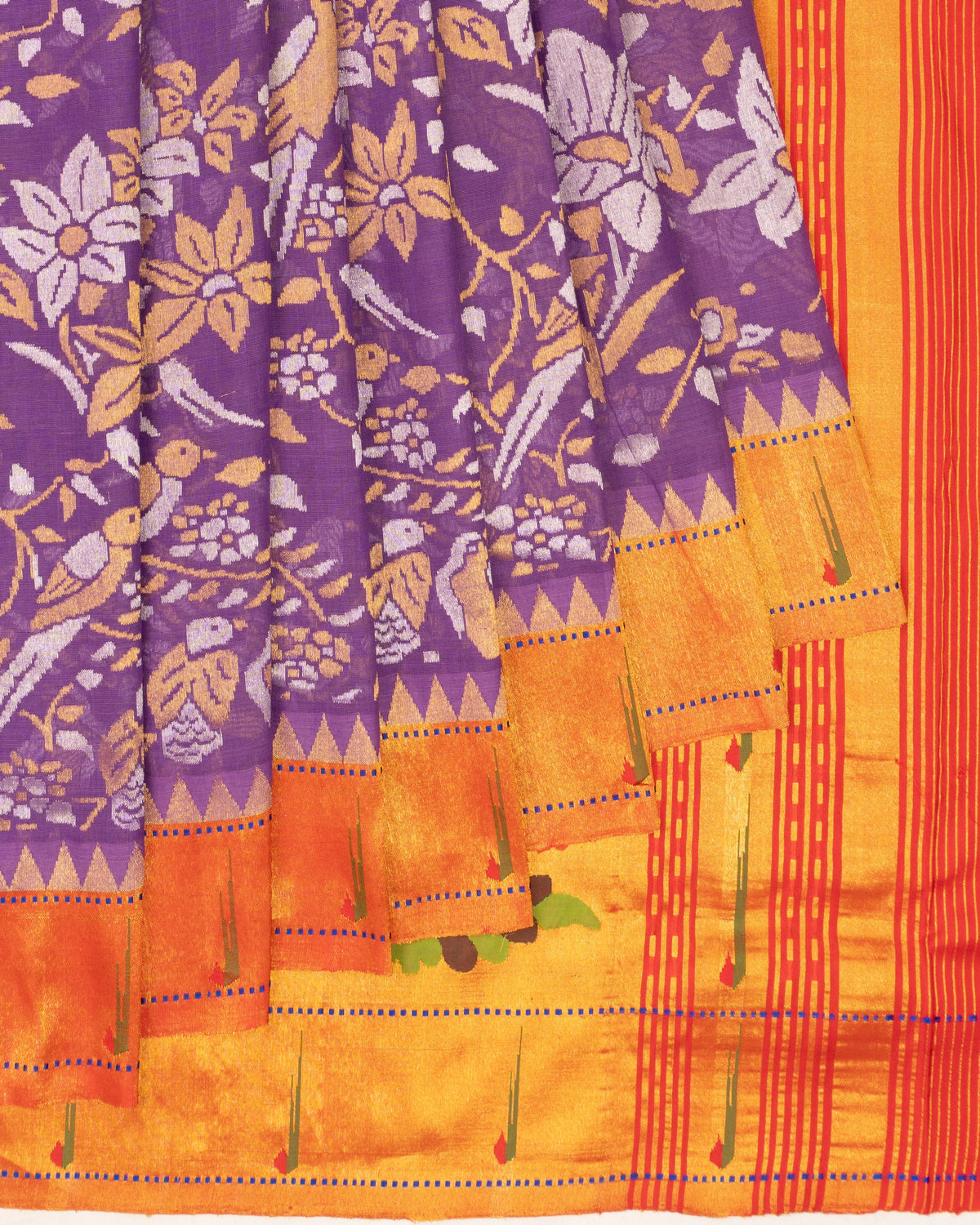 Paithani X Uppada Cotton All Over Jamdani Jaal Violet Saree
