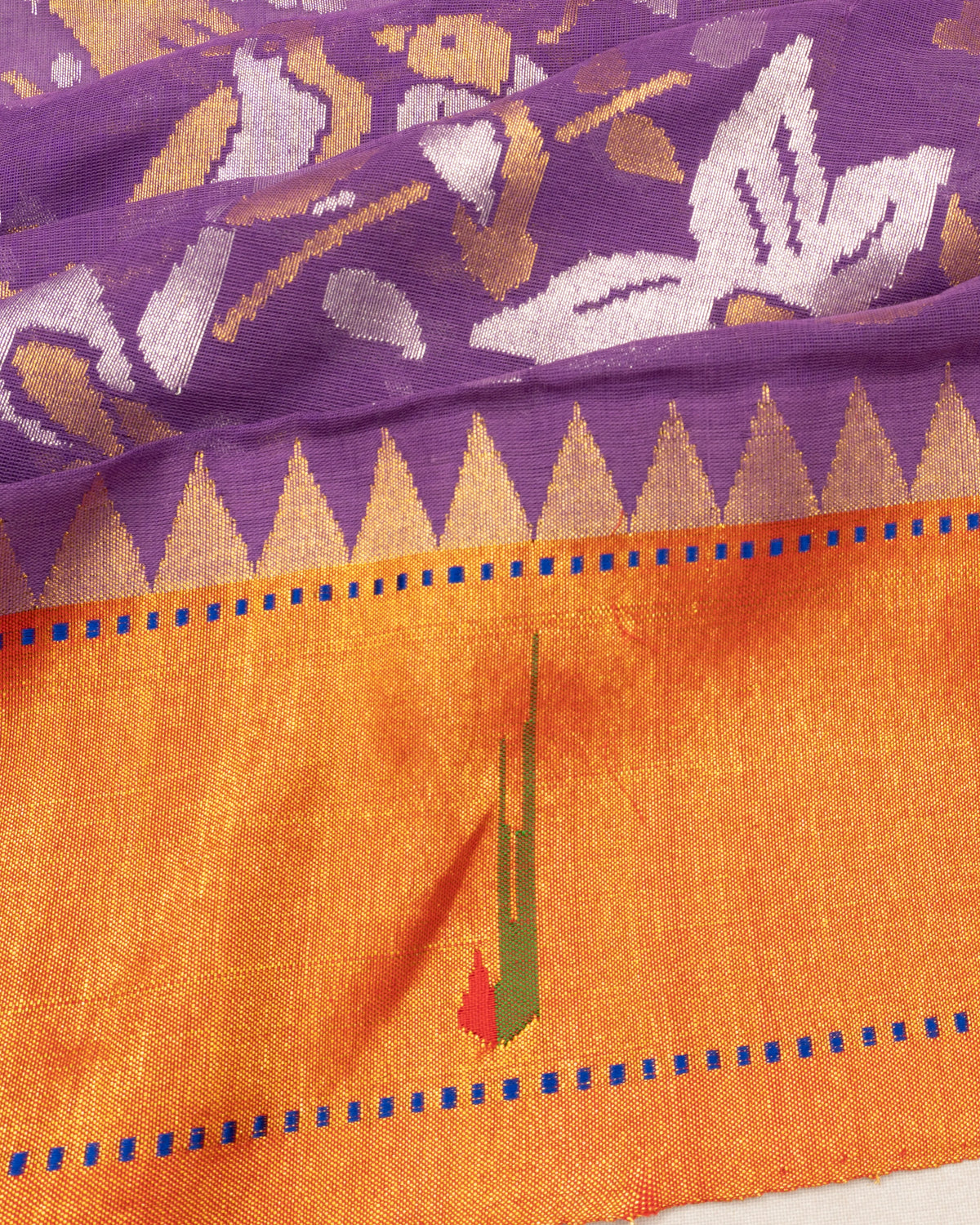 Paithani X Uppada Cotton All Over Jamdani Jaal Violet Saree