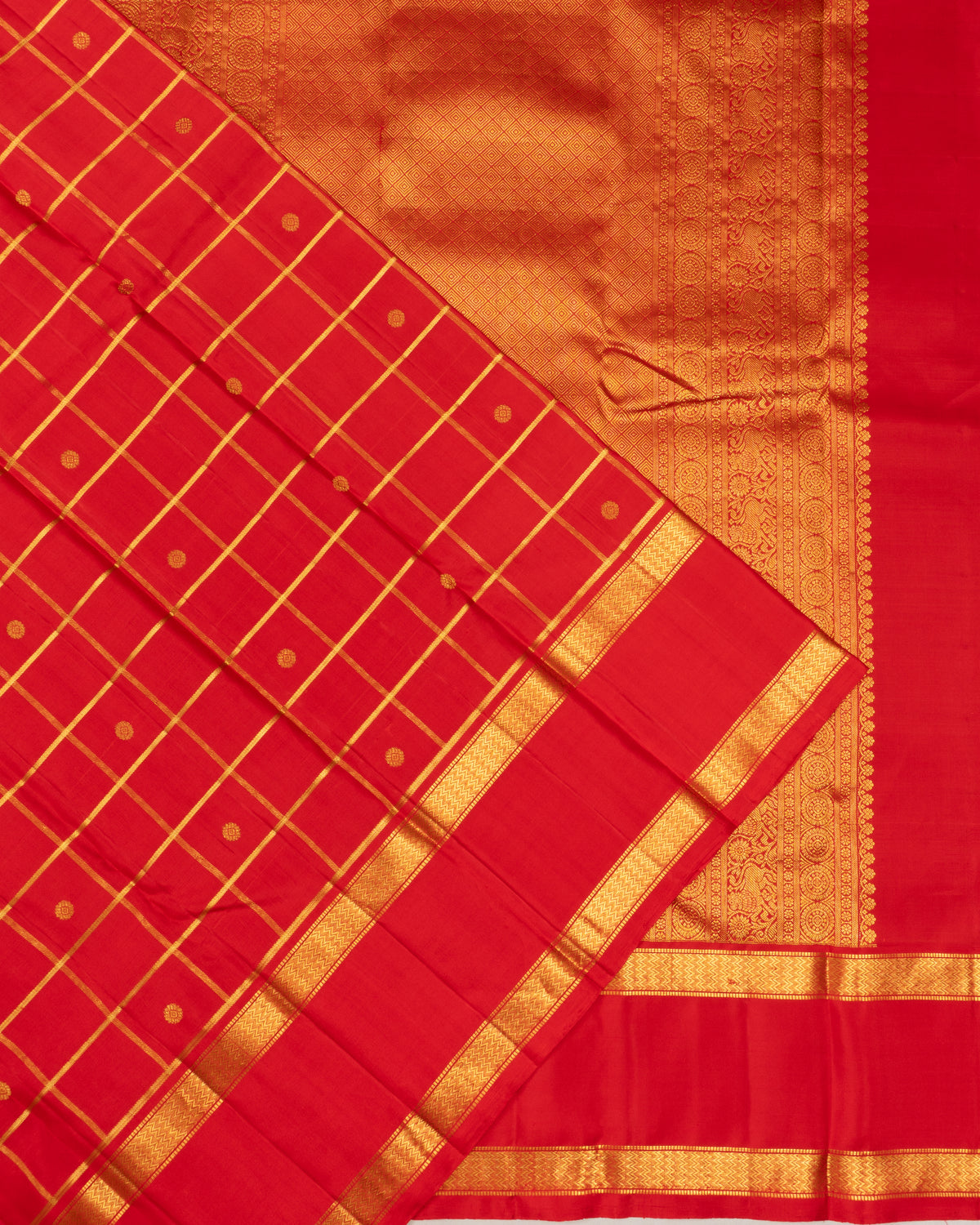 Venkatagiri Silk Checks And Butta Red Saree