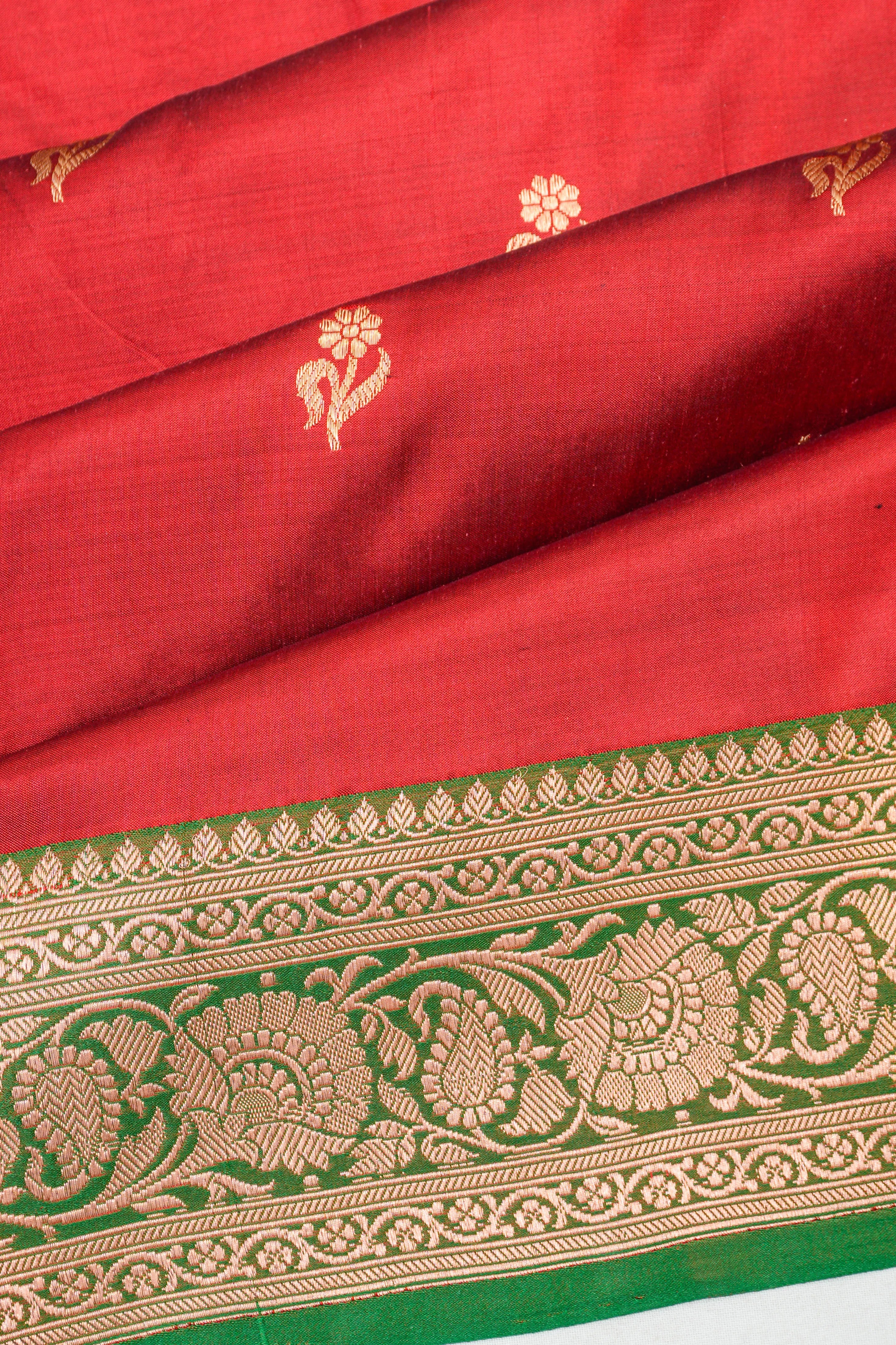 Banarasi Katan Silk Butta Red Saree
