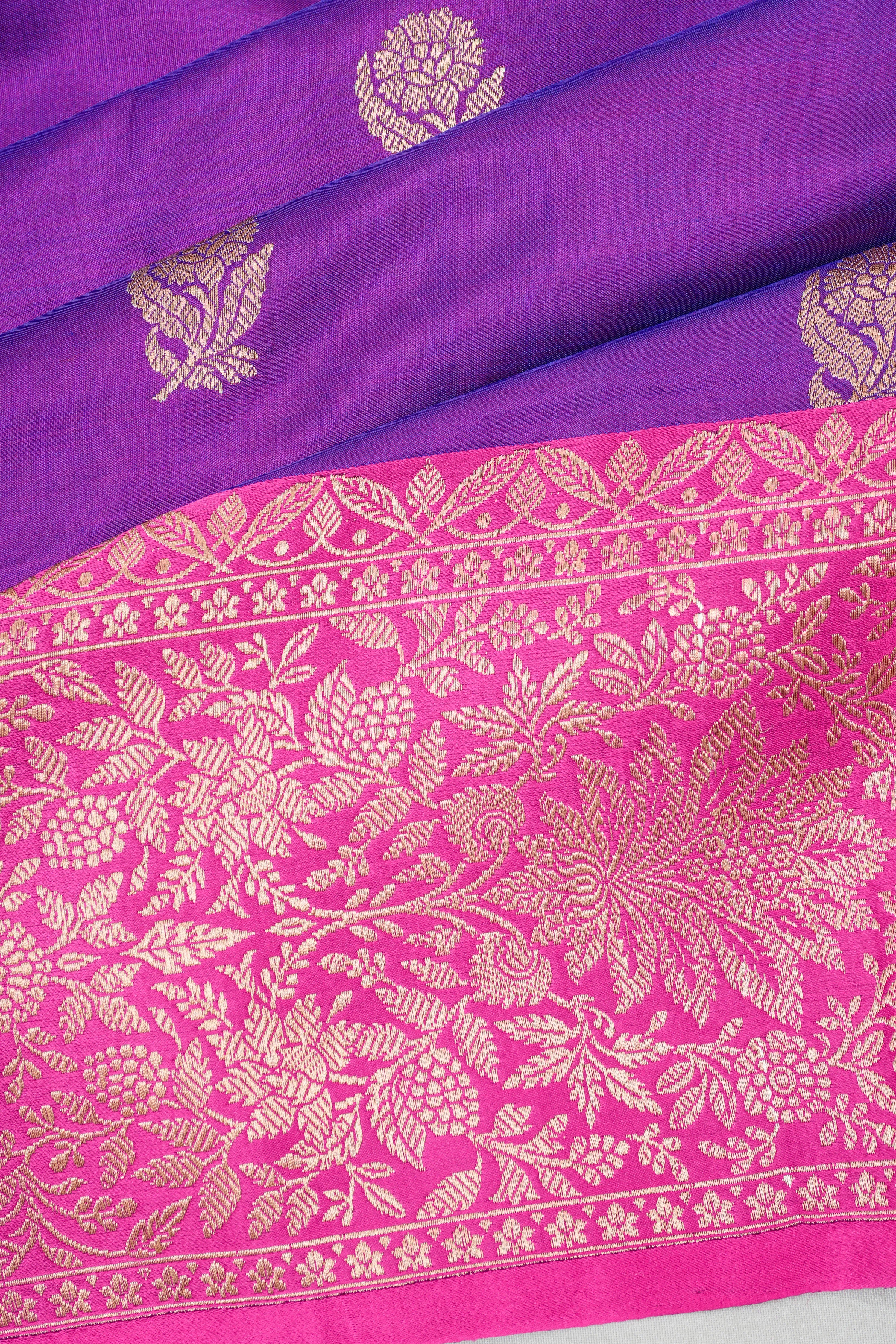 Banarasi Katan Silk Butta Purple Saree