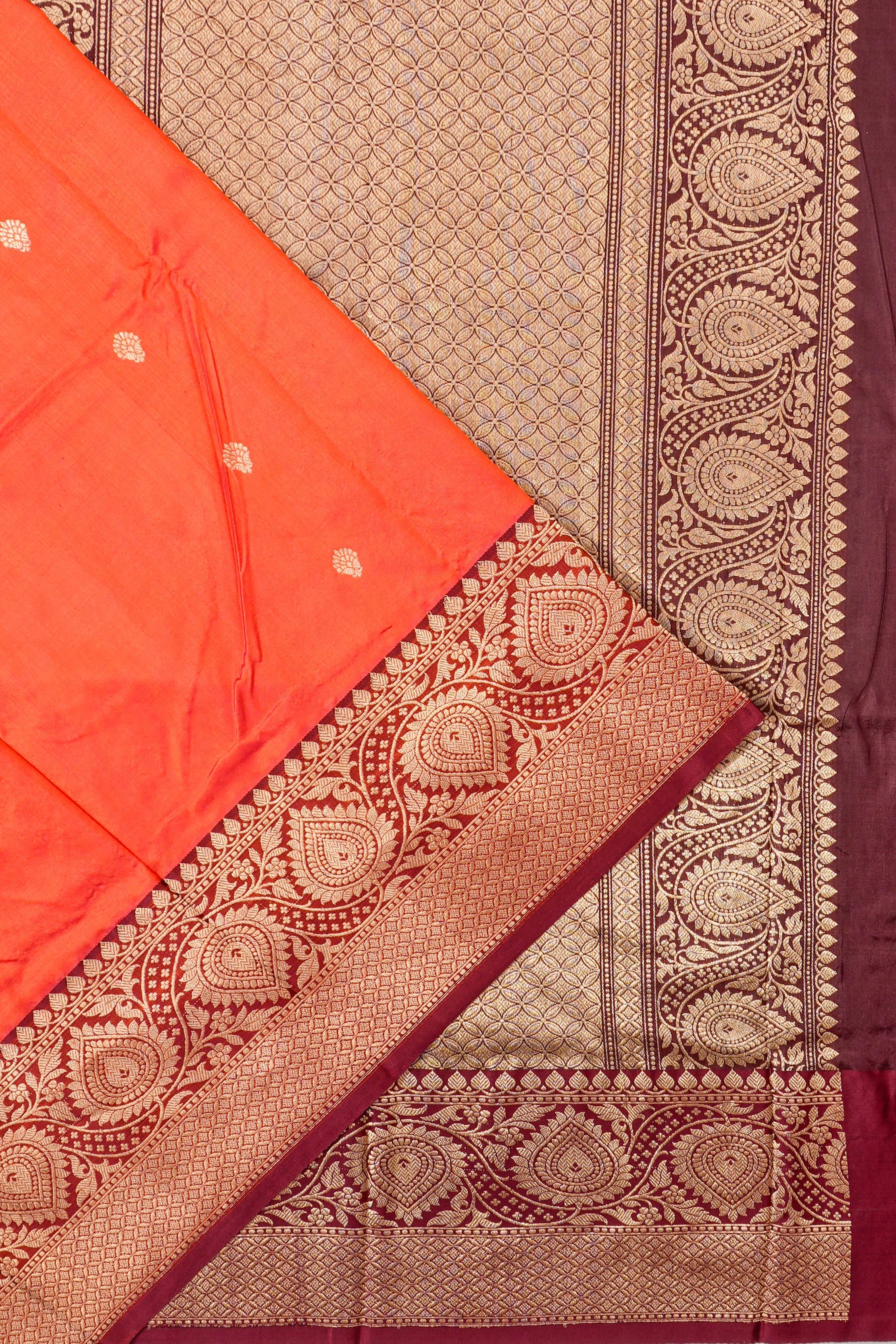 Banarasi Katan Silk Butta Orange Saree