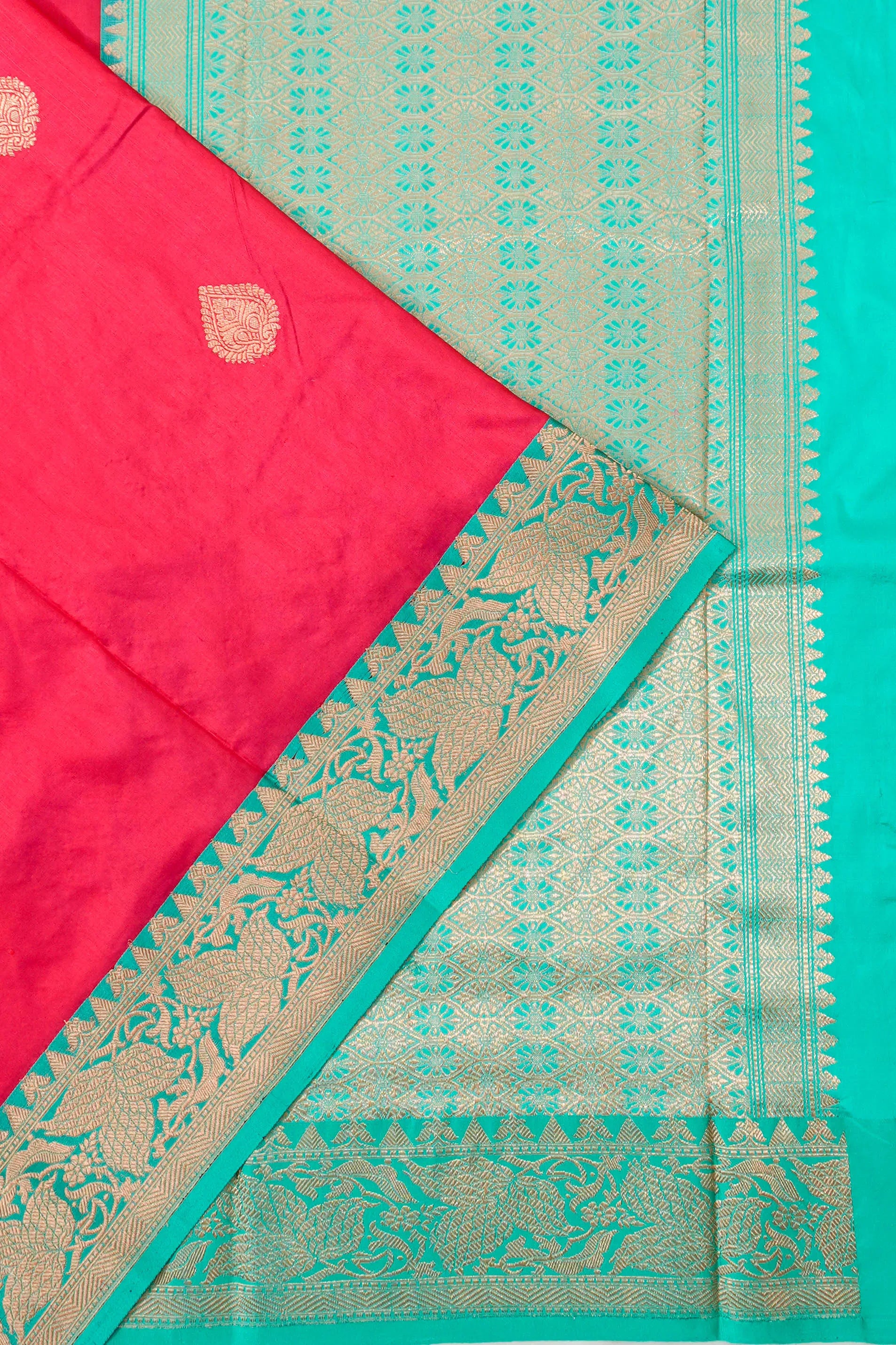 Banarasi Katan Silk Butta Reddish Pink Saree