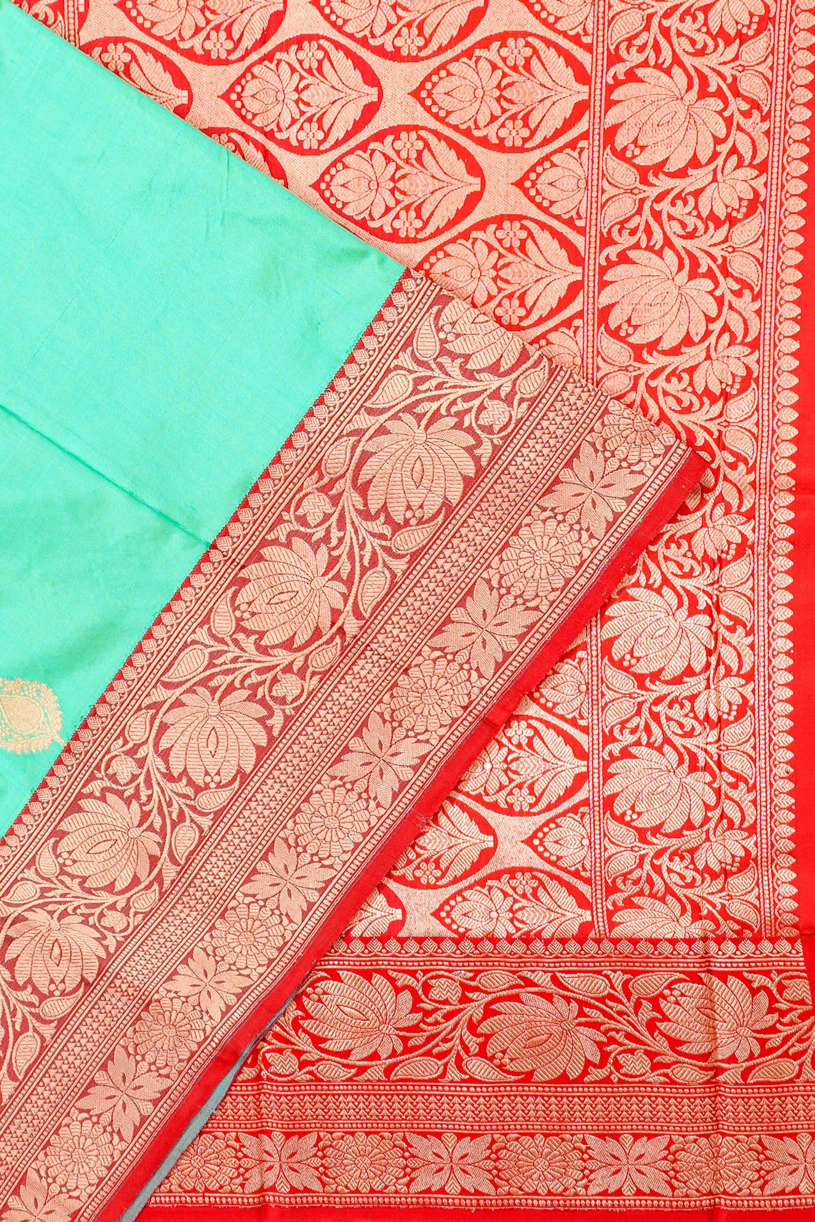 Banarasi Katan Silk Butta Sea Green Saree