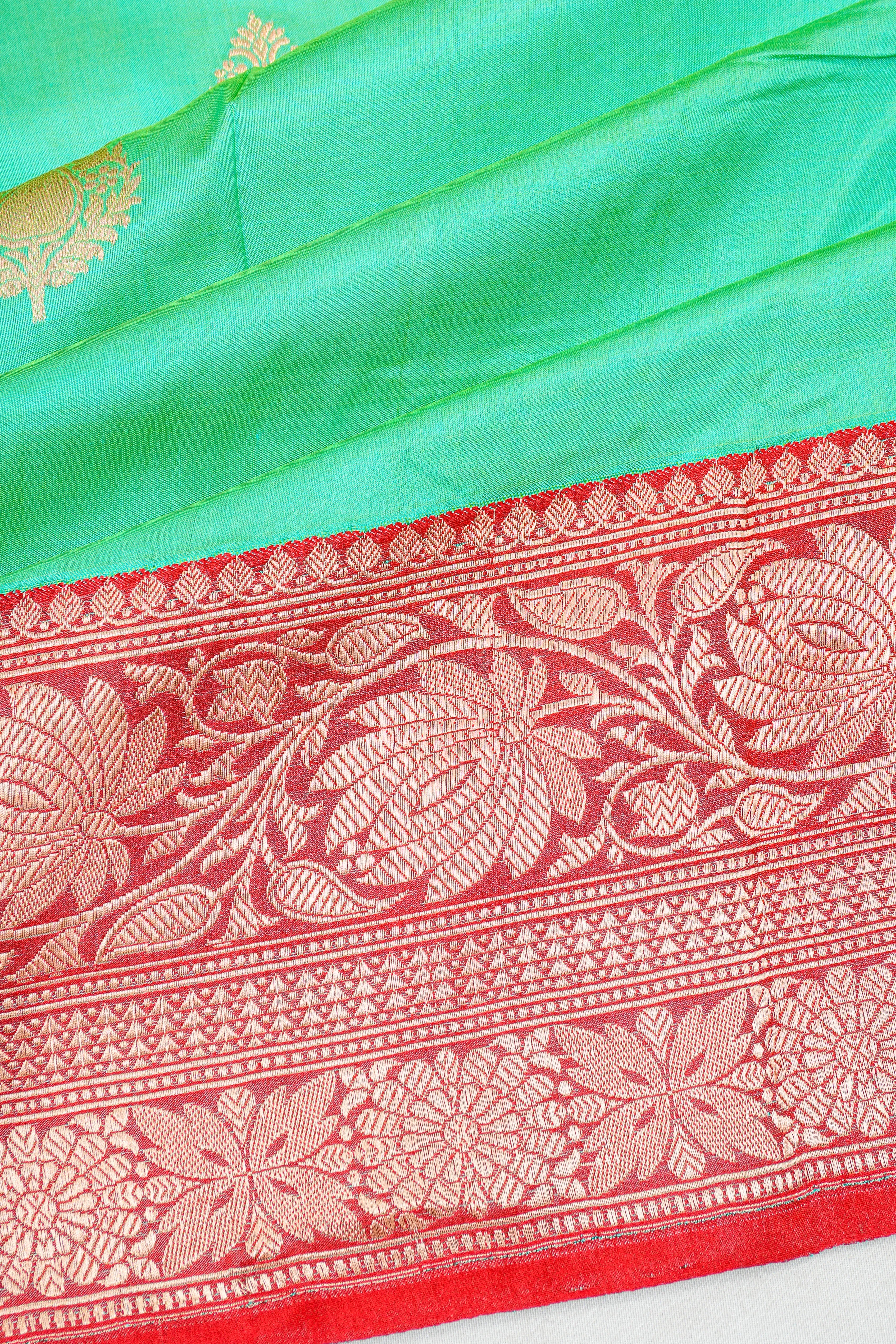 Banarasi Katan Silk Butta Sea Green Saree