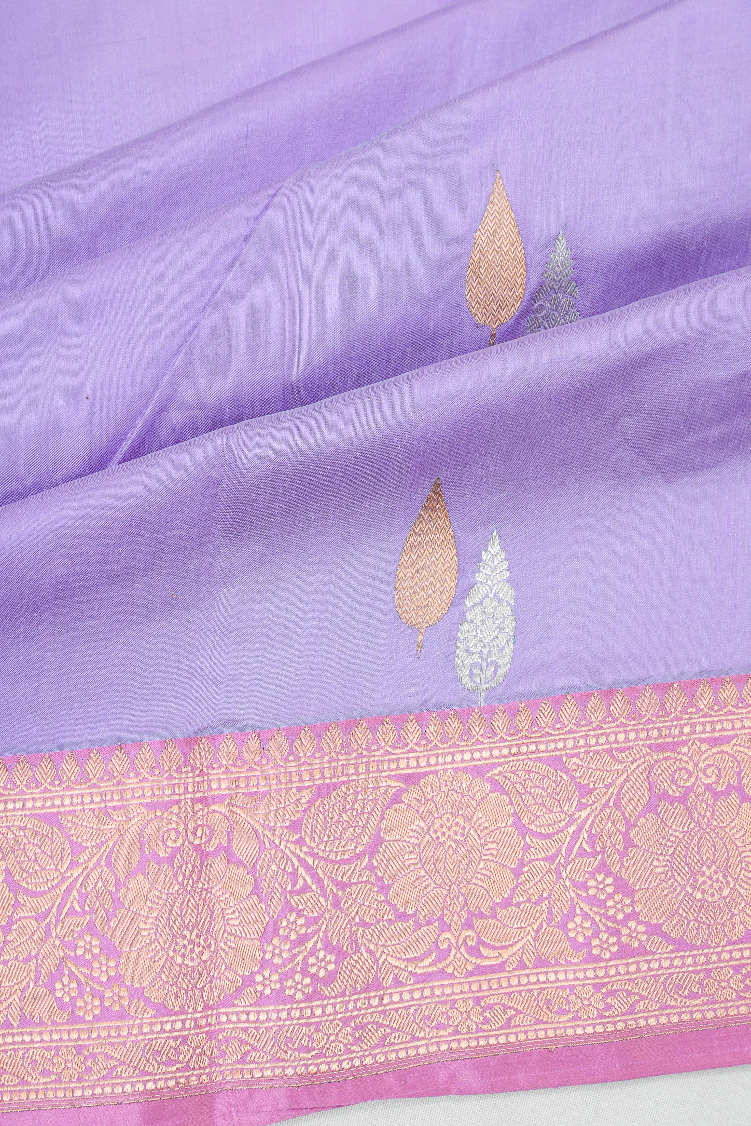 Banarasi Katan Silk Butta Lavender Saree