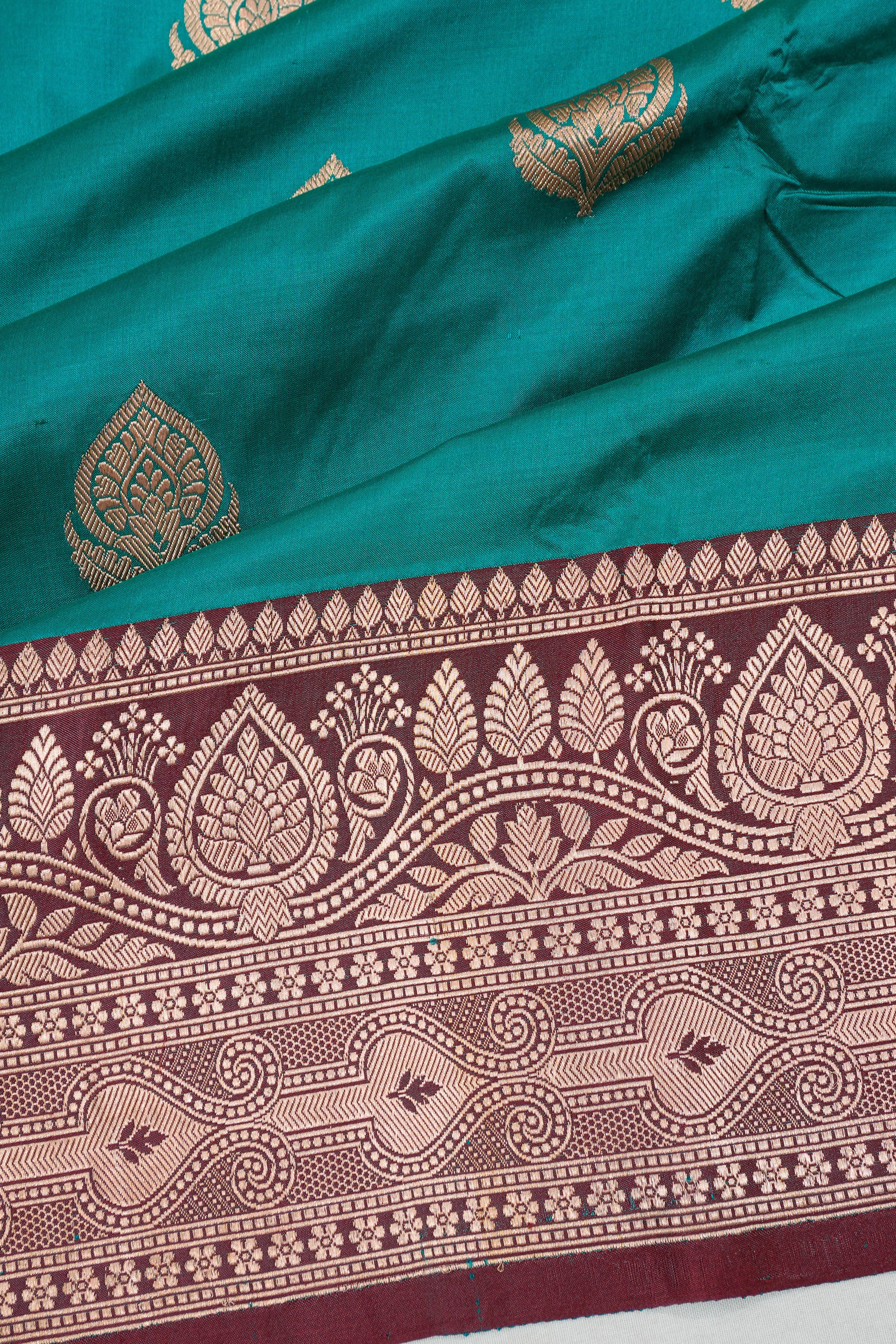 Banarasi Katan Silk Butta Blue Saree