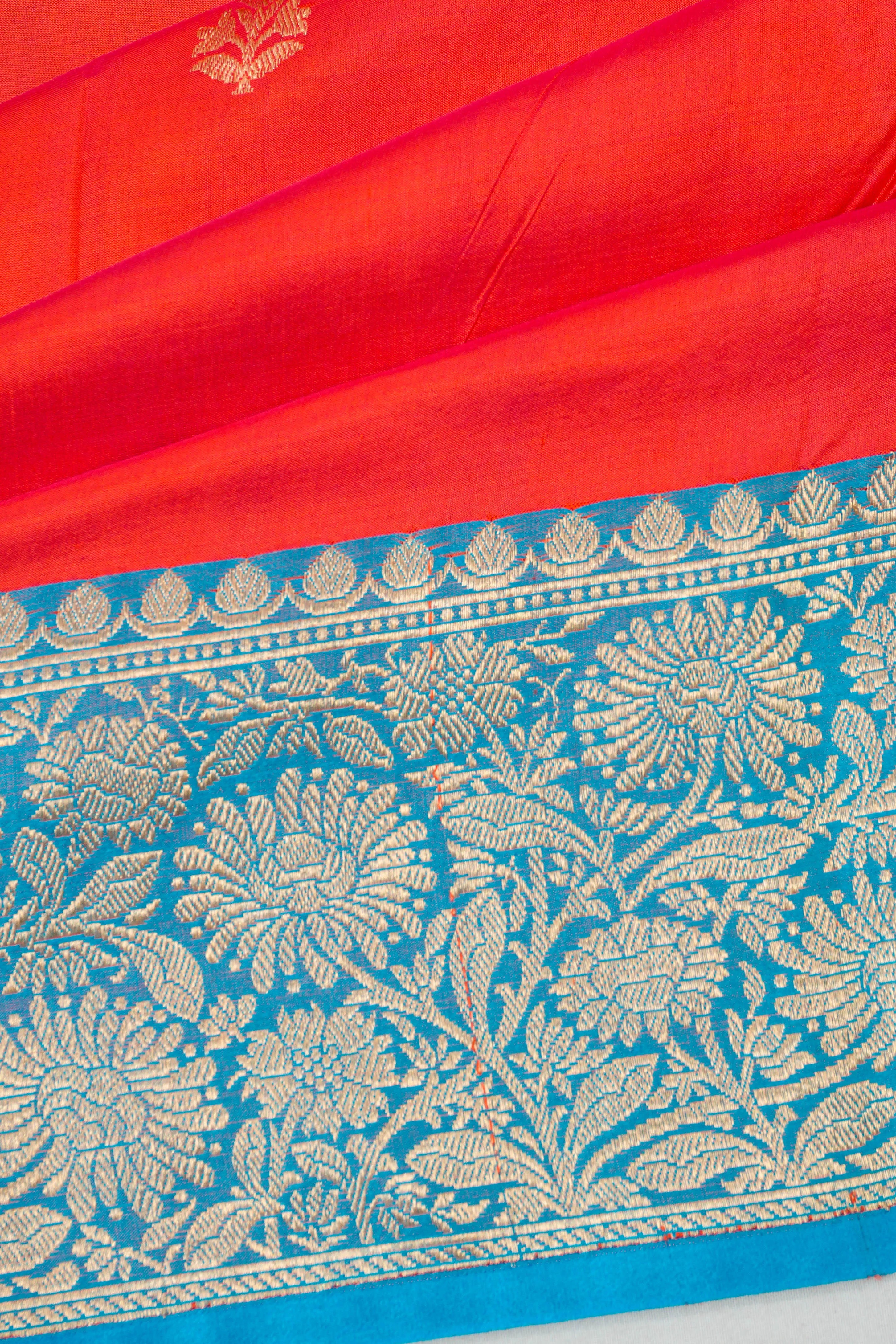 Banarasi Katan Silk Butta Orange Saree