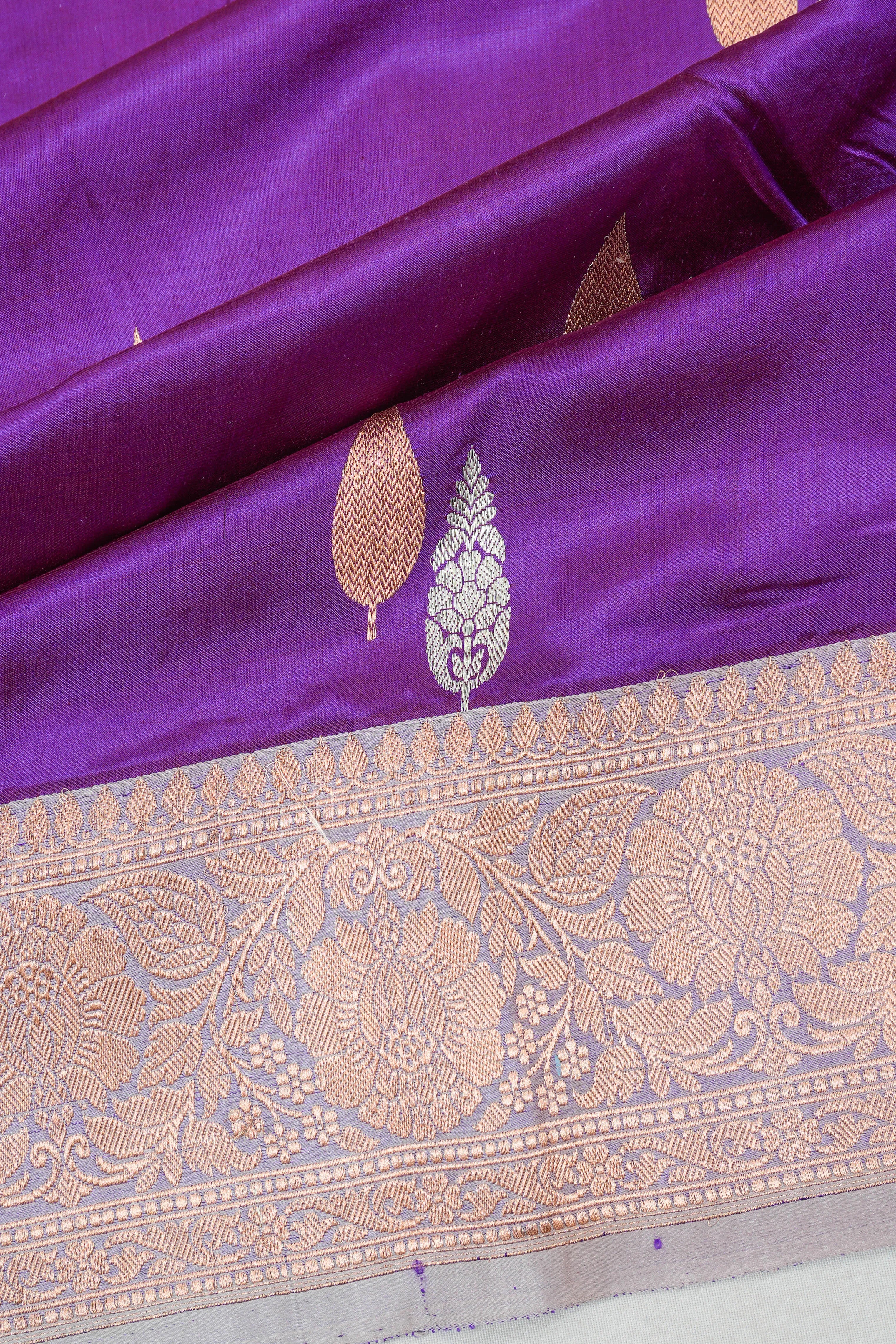 Banarasi Katan Silk Butta Purple Saree