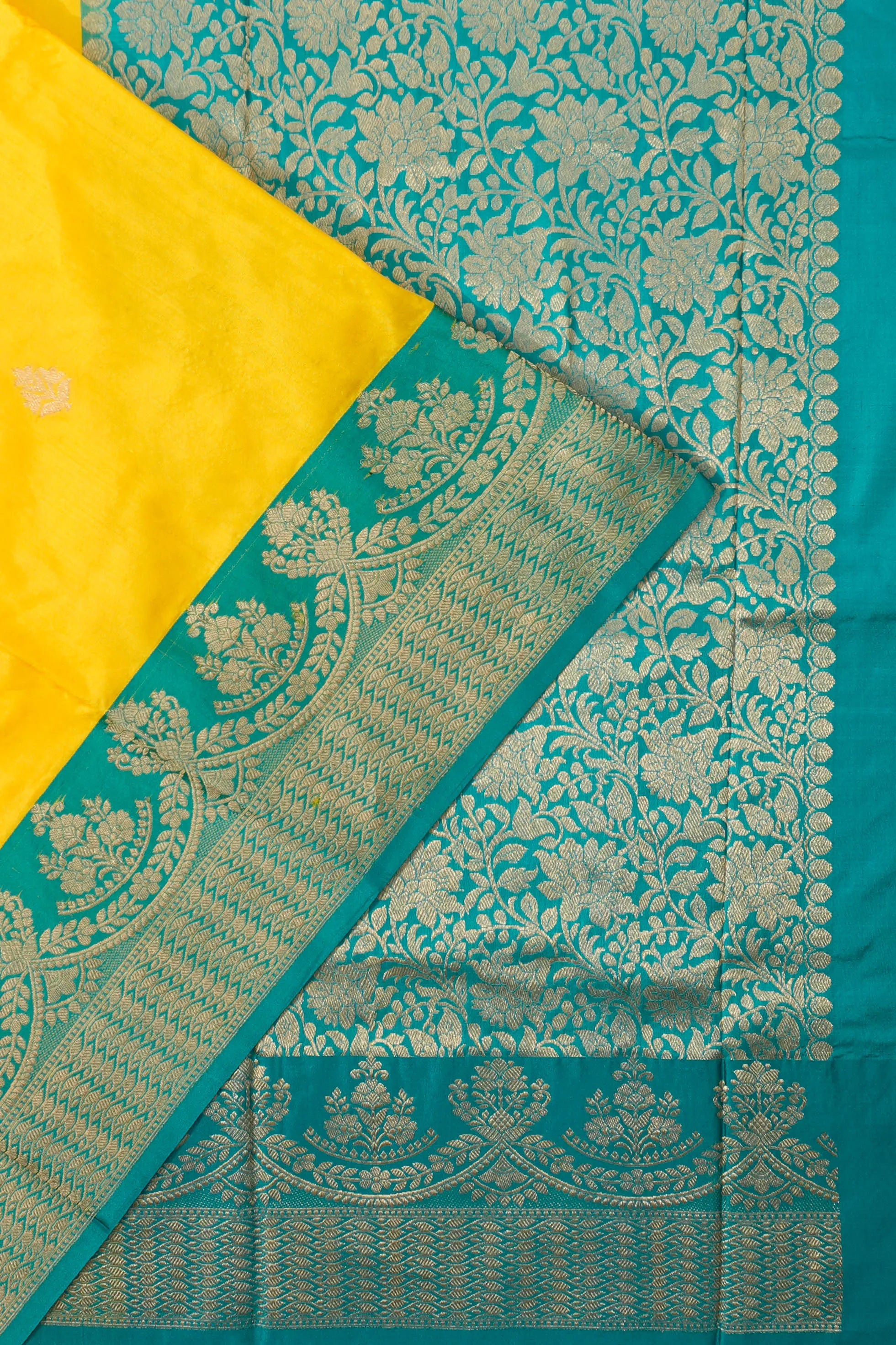 Banarasi Katan Silk Butta Yellow Saree