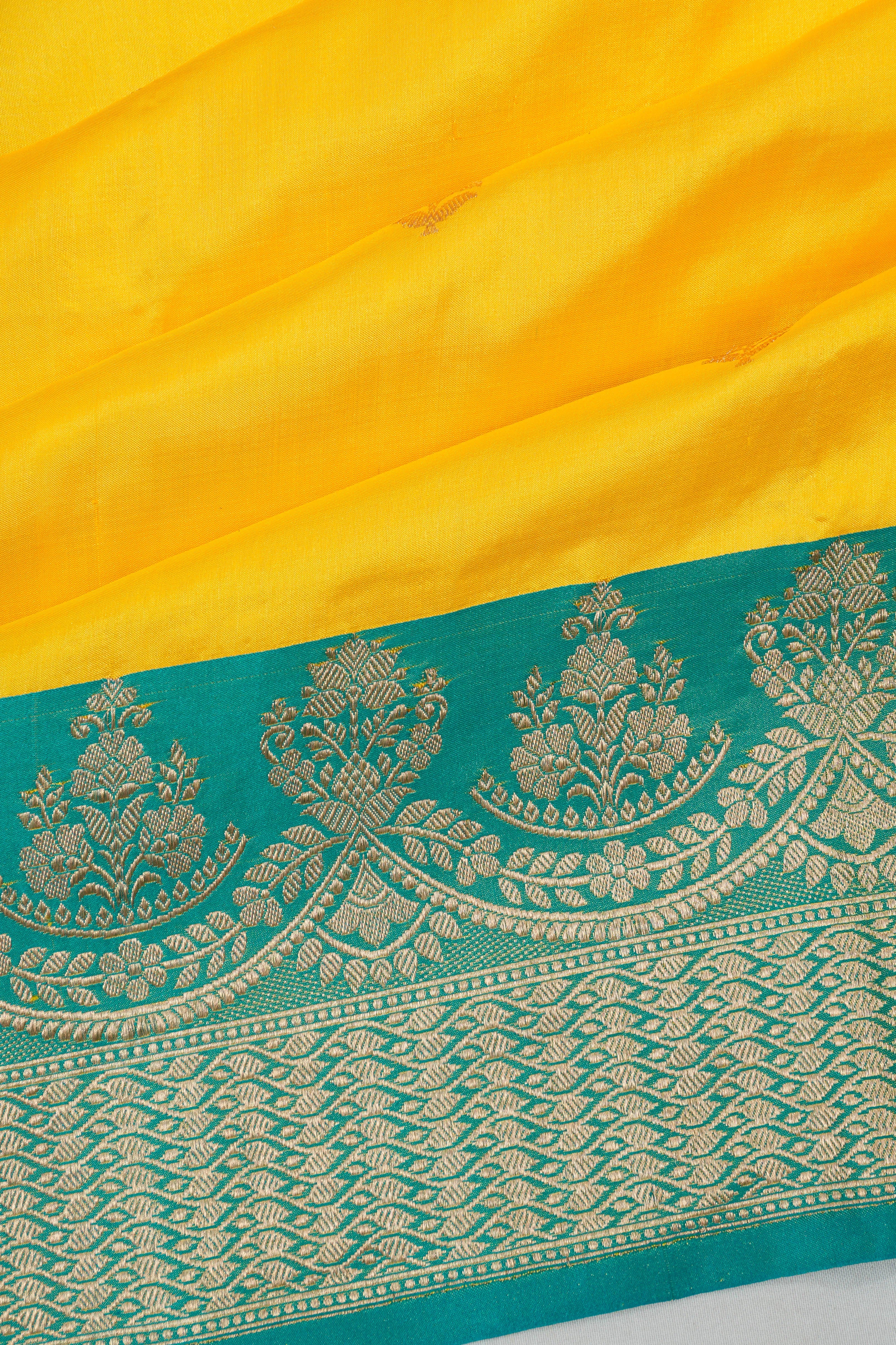 Banarasi Katan Silk Butta Yellow Saree