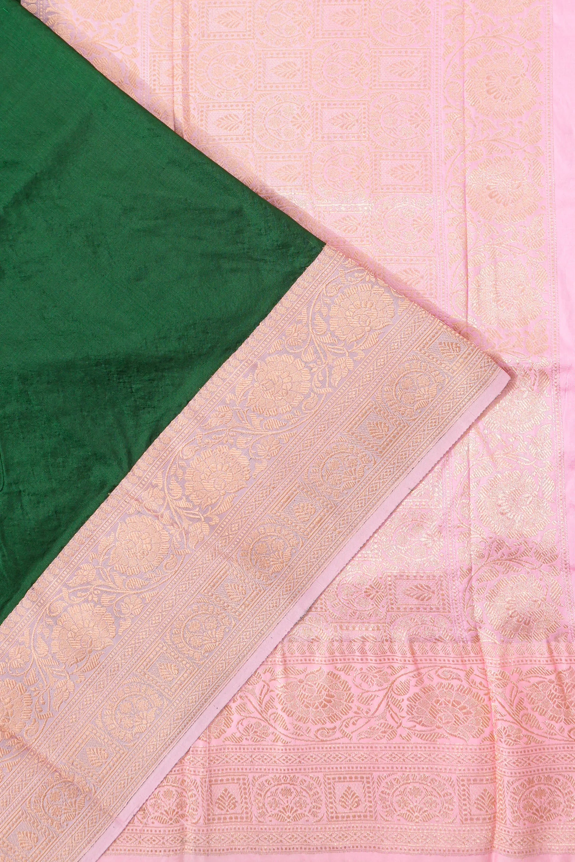 Banarasi Katan Silk Butta Bottle Green Saree