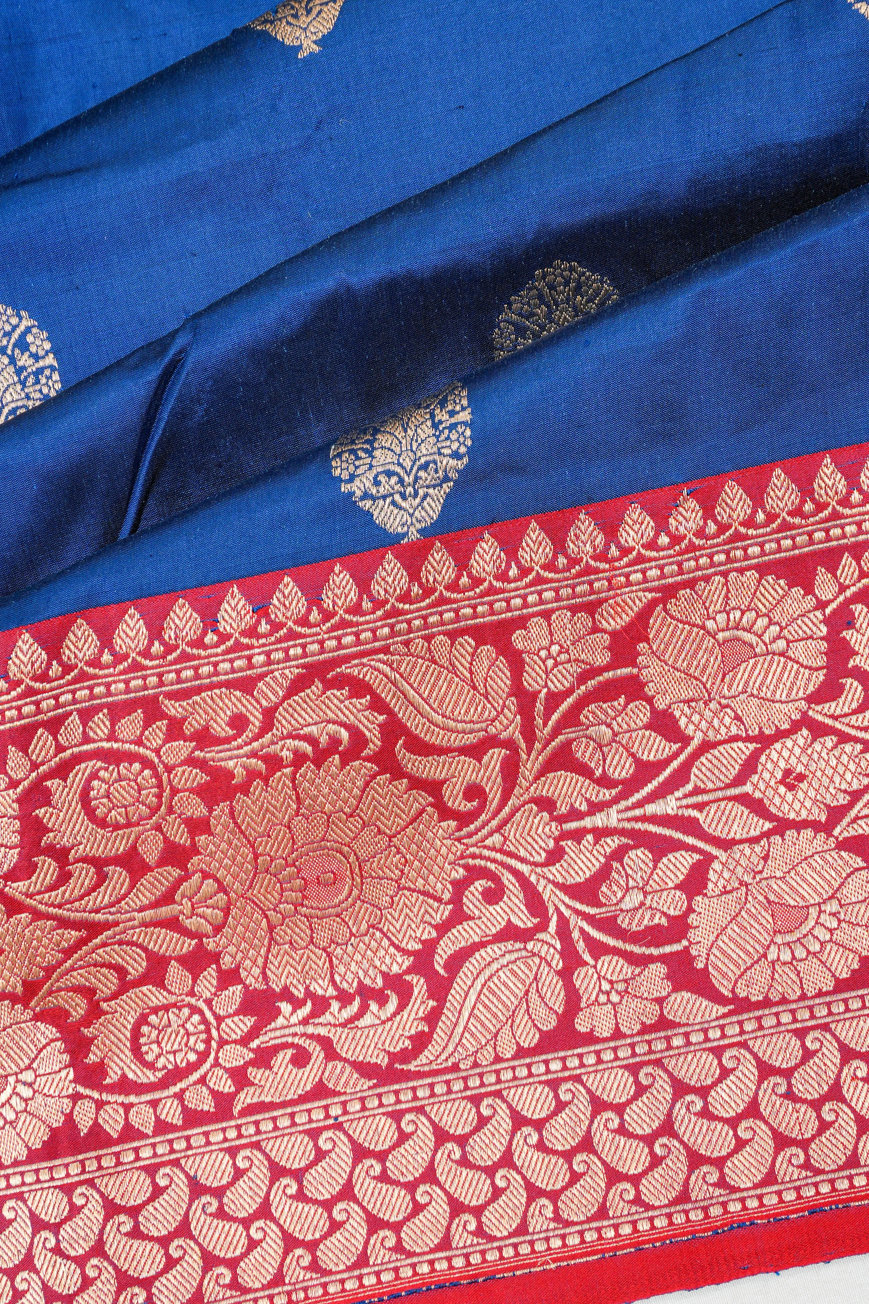 Banarasi Katan Silk Butta Blue Saree