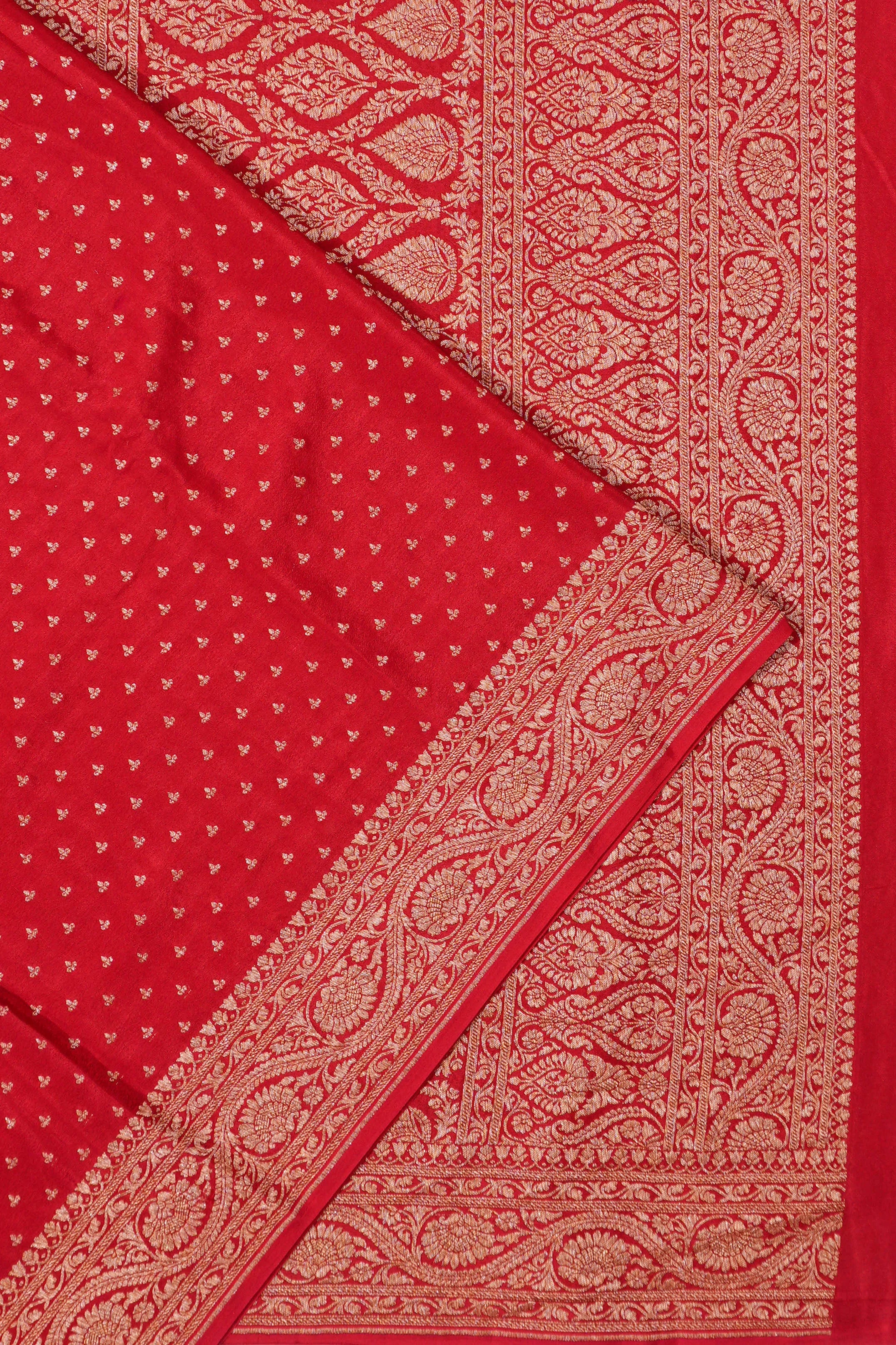 Banarasi Crepe Georgette Brocade Red Saree