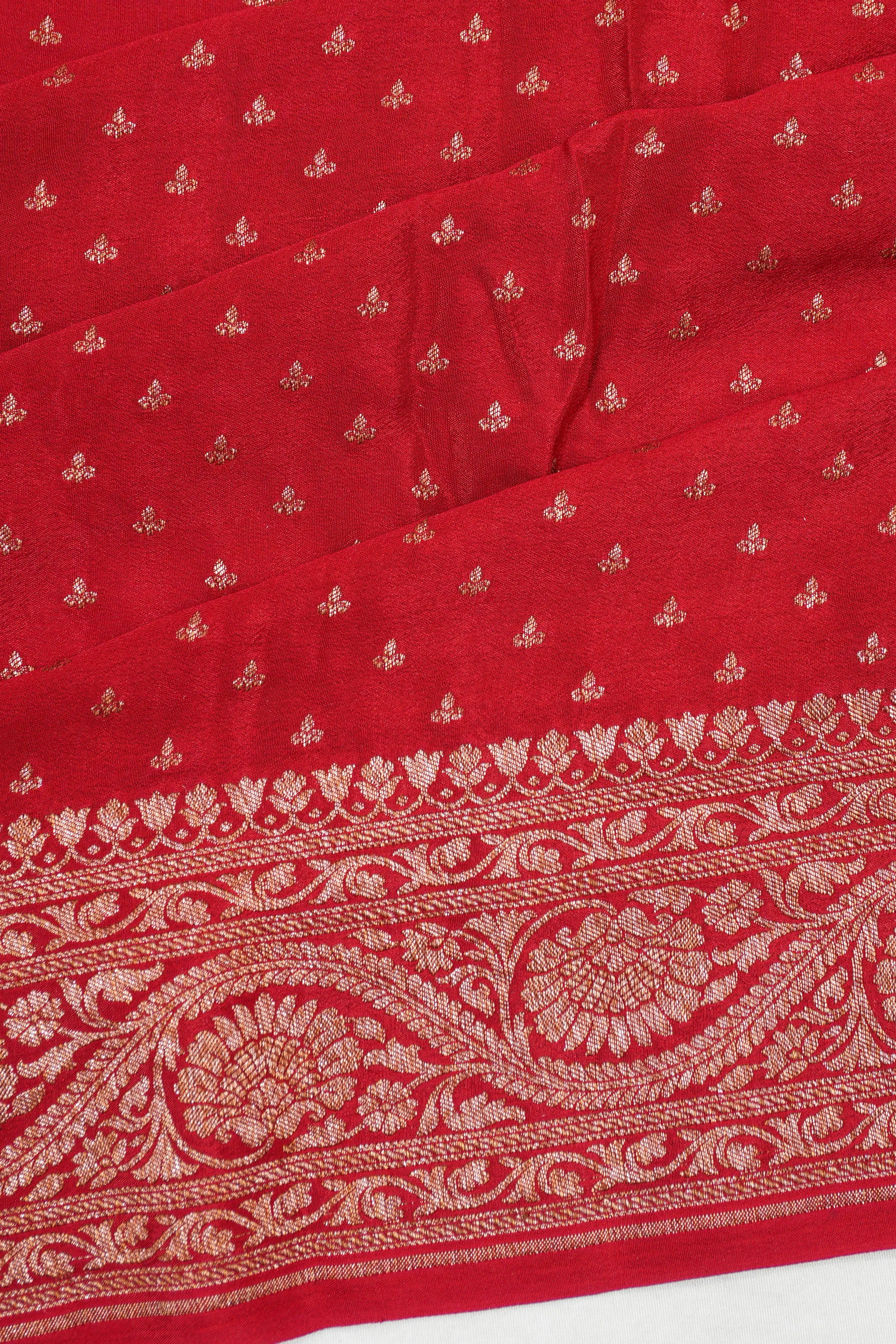 Banarasi Crepe Georgette Brocade Red Saree