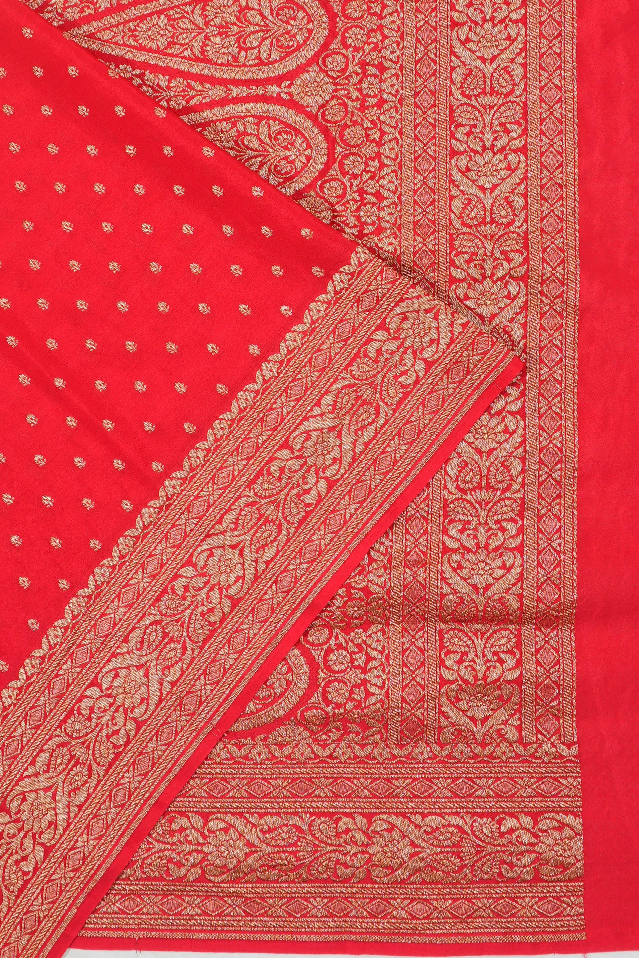 Banarasi Crepe Georgette Brocade Red Saree