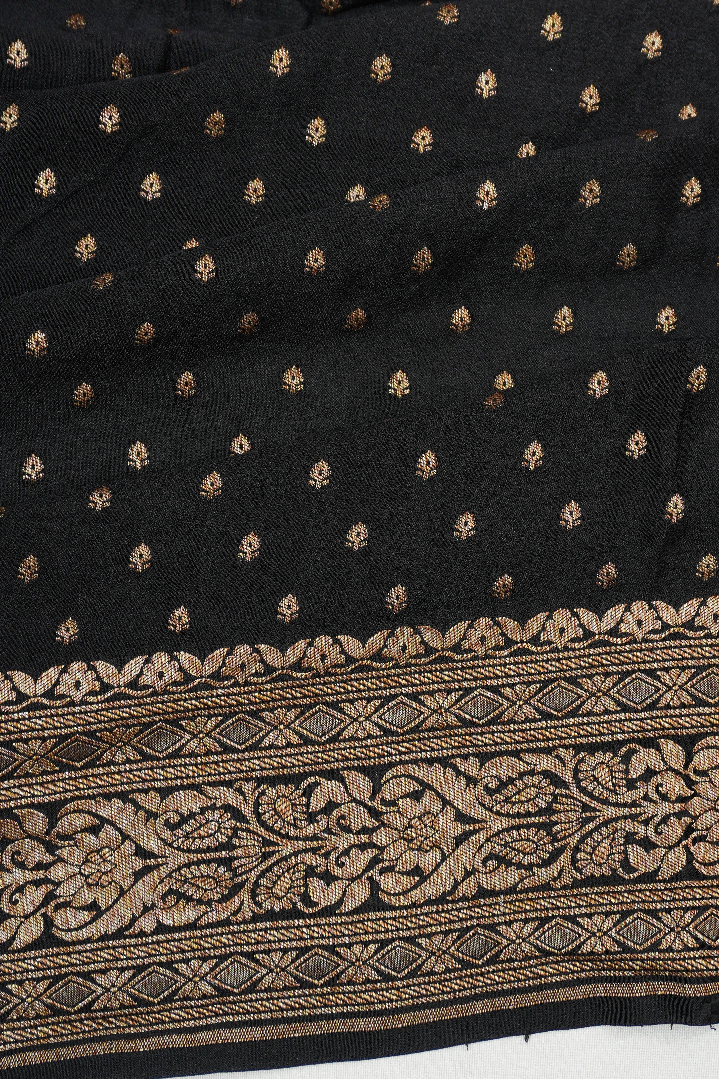 Banarasi Crepe Georgette Brocade Black Saree