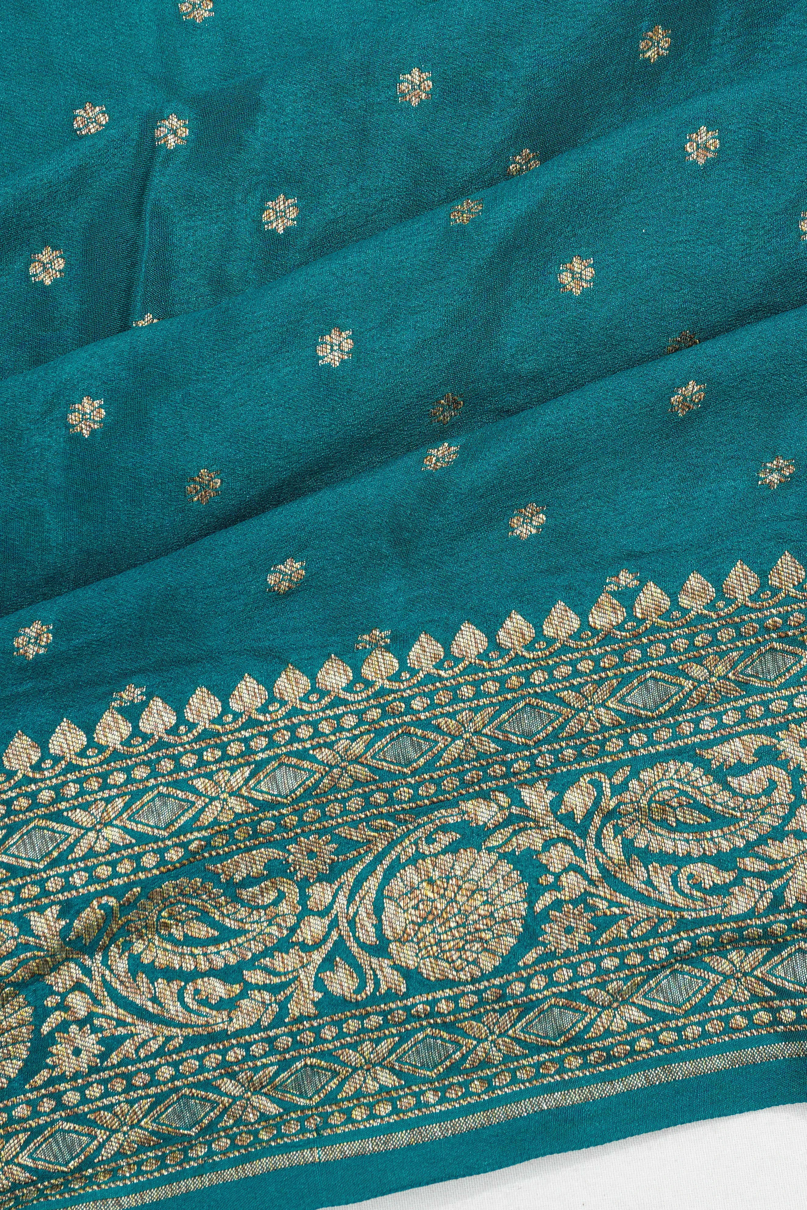 Banarasi Crepe Georgette Brocade Blue Saree