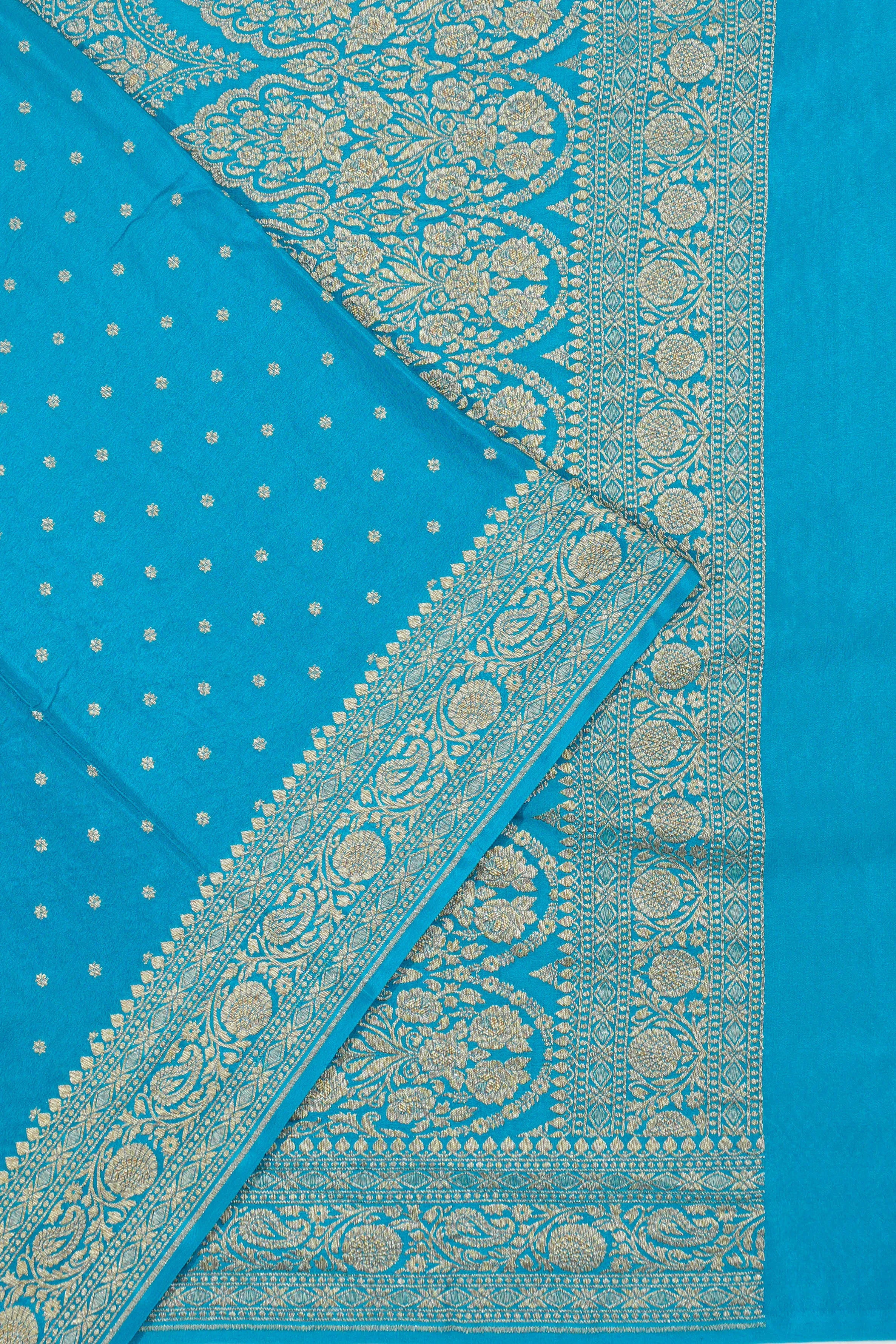 Banarasi Crepe Georgette Brocade Aqua Blue Saree