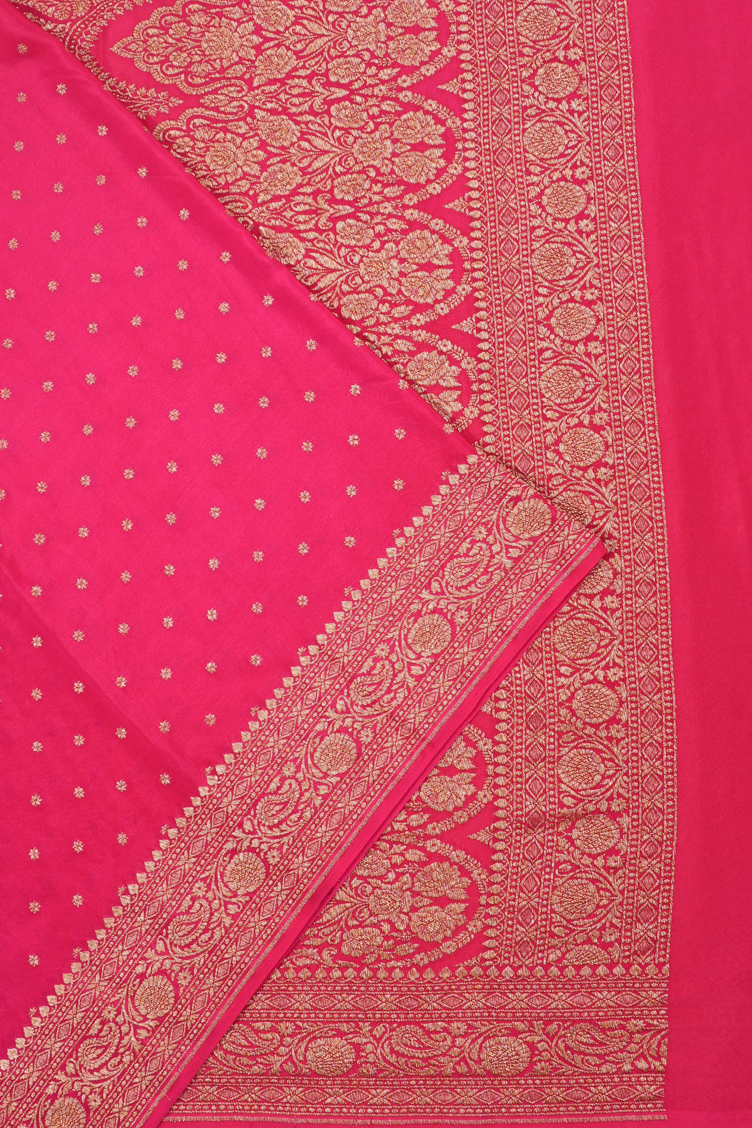 Banarasi Crepe Georgette Brocade Pink Saree