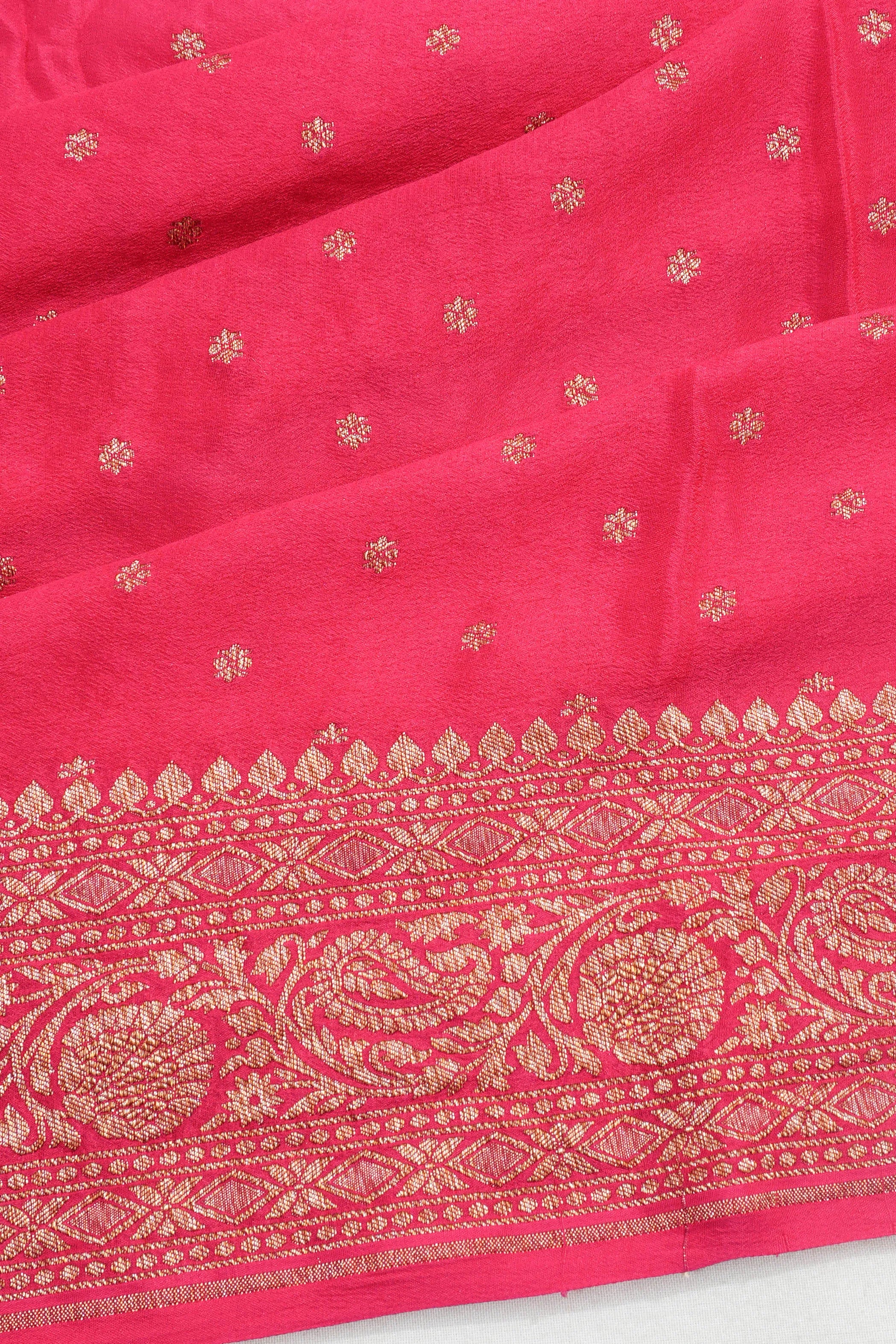 Banarasi Crepe Georgette Brocade Pink Saree