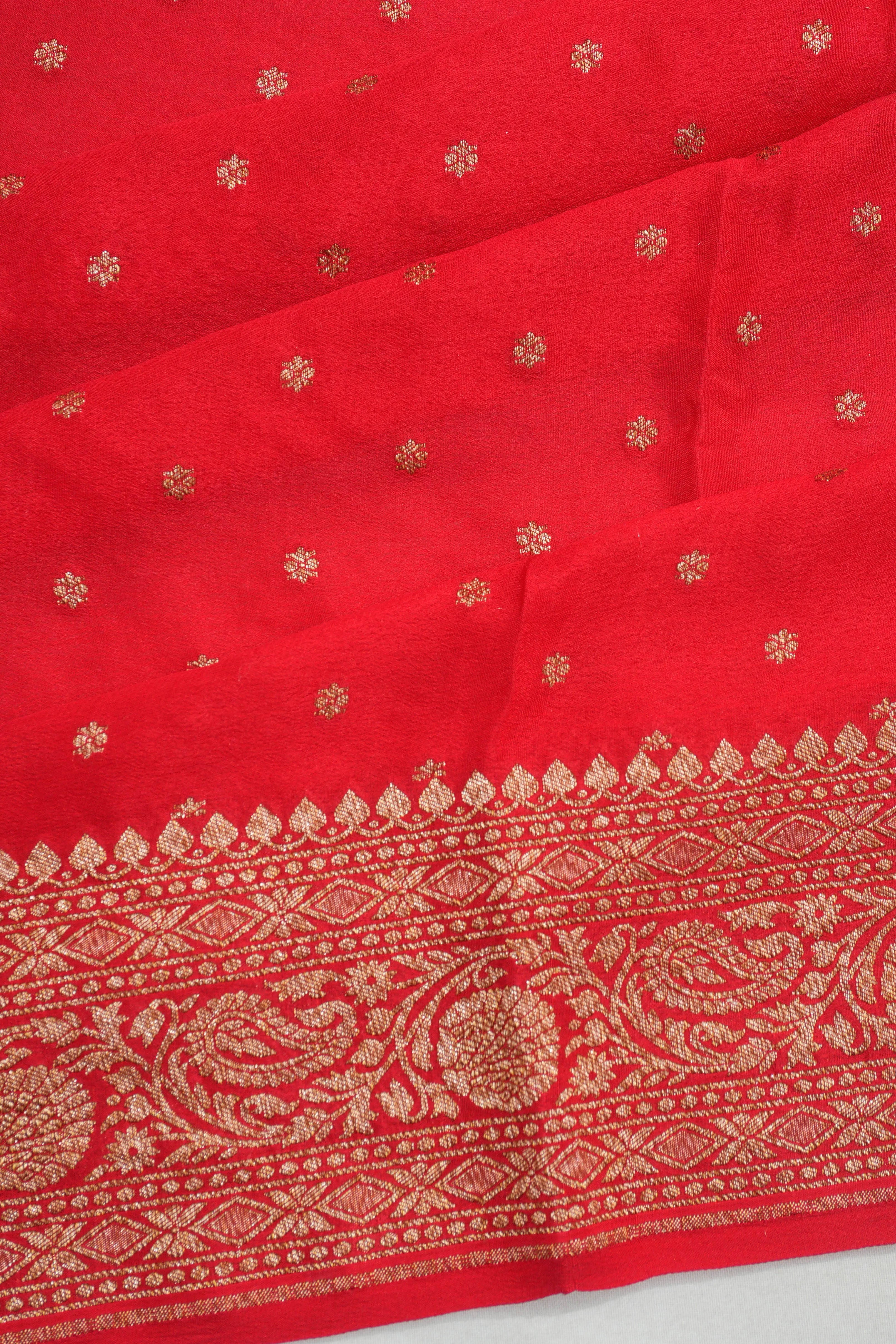 Banarasi Crepe Georgette Brocade Pink Saree