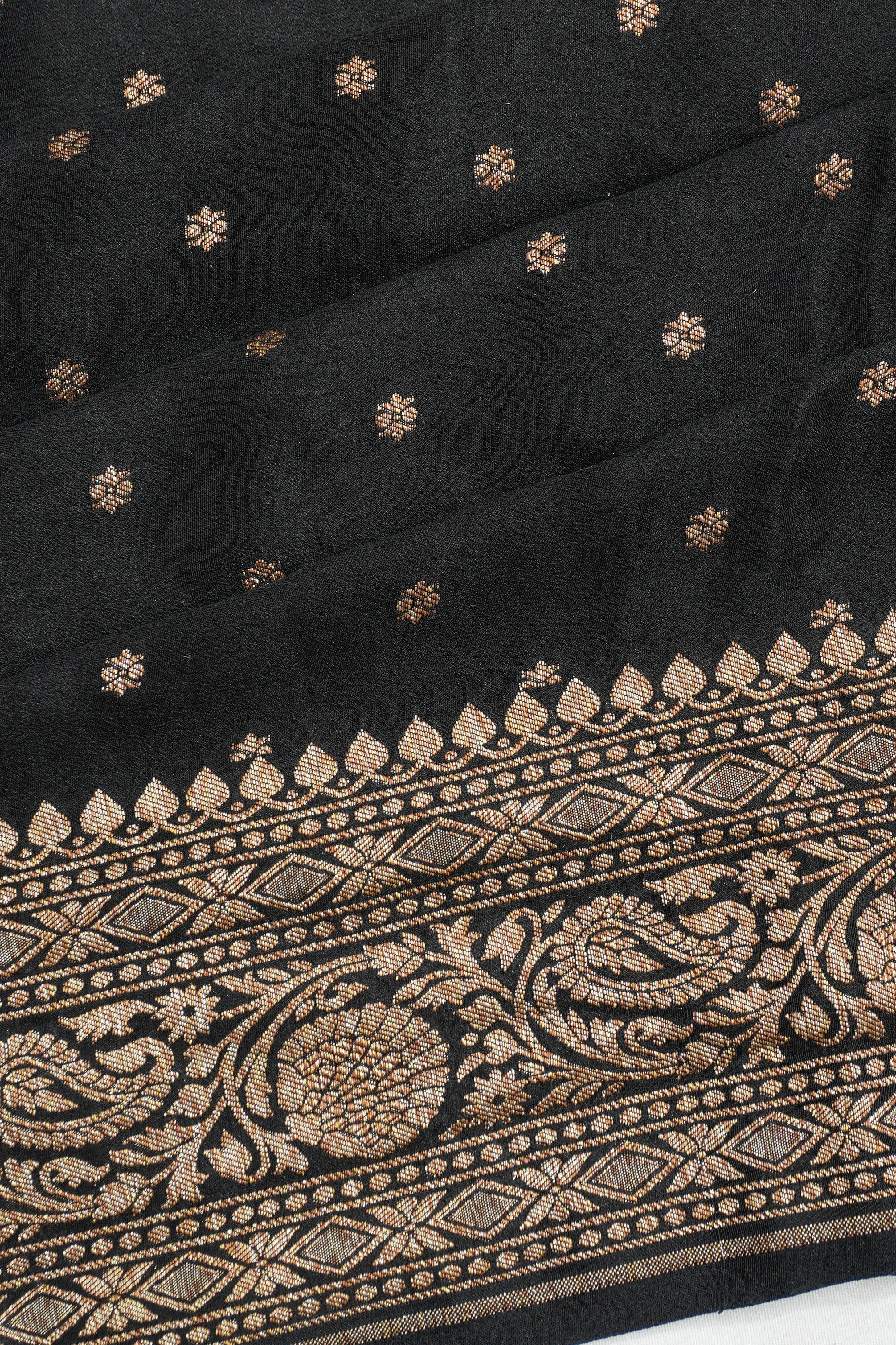 Banarasi Crepe Georgette Brocade Black Saree