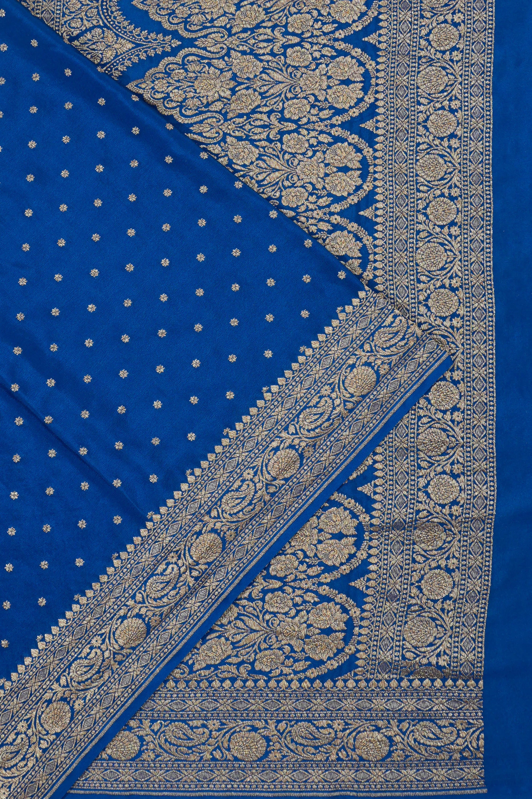 Banarasi Crepe Georgette Brocade Dark Blue Saree