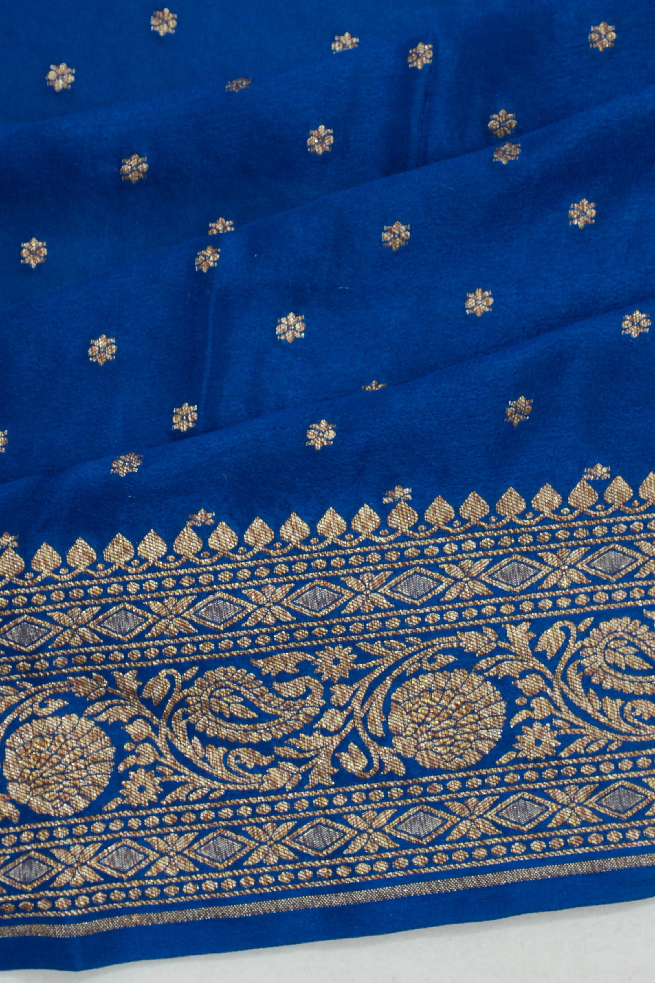 Banarasi Crepe Georgette Brocade Dark Blue Saree