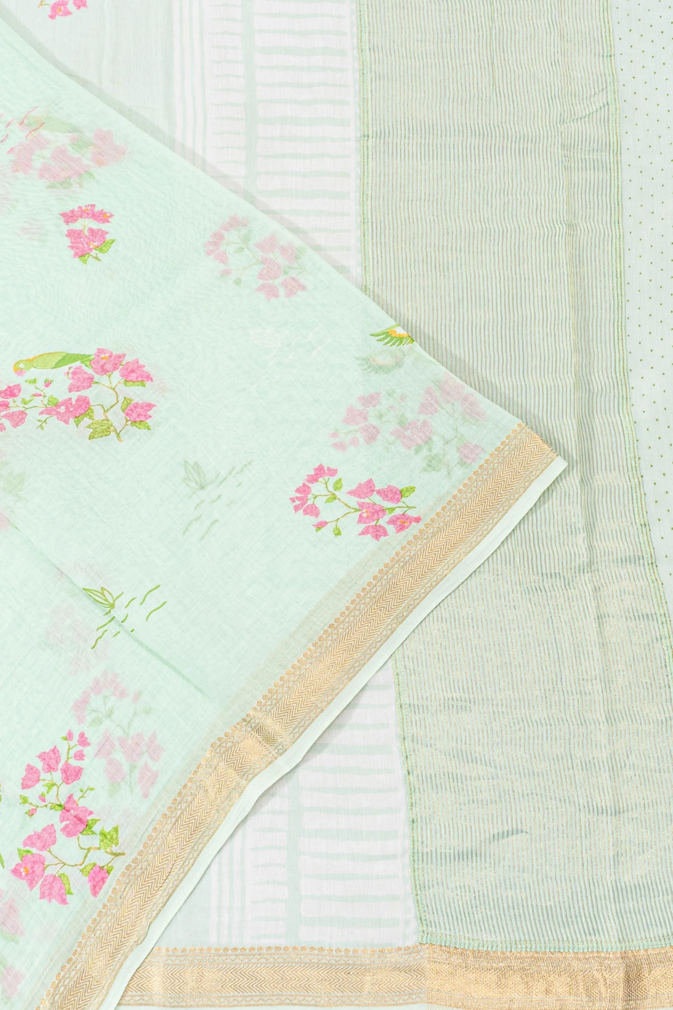 Chanderi Cotton Printed Light Blue Saree
