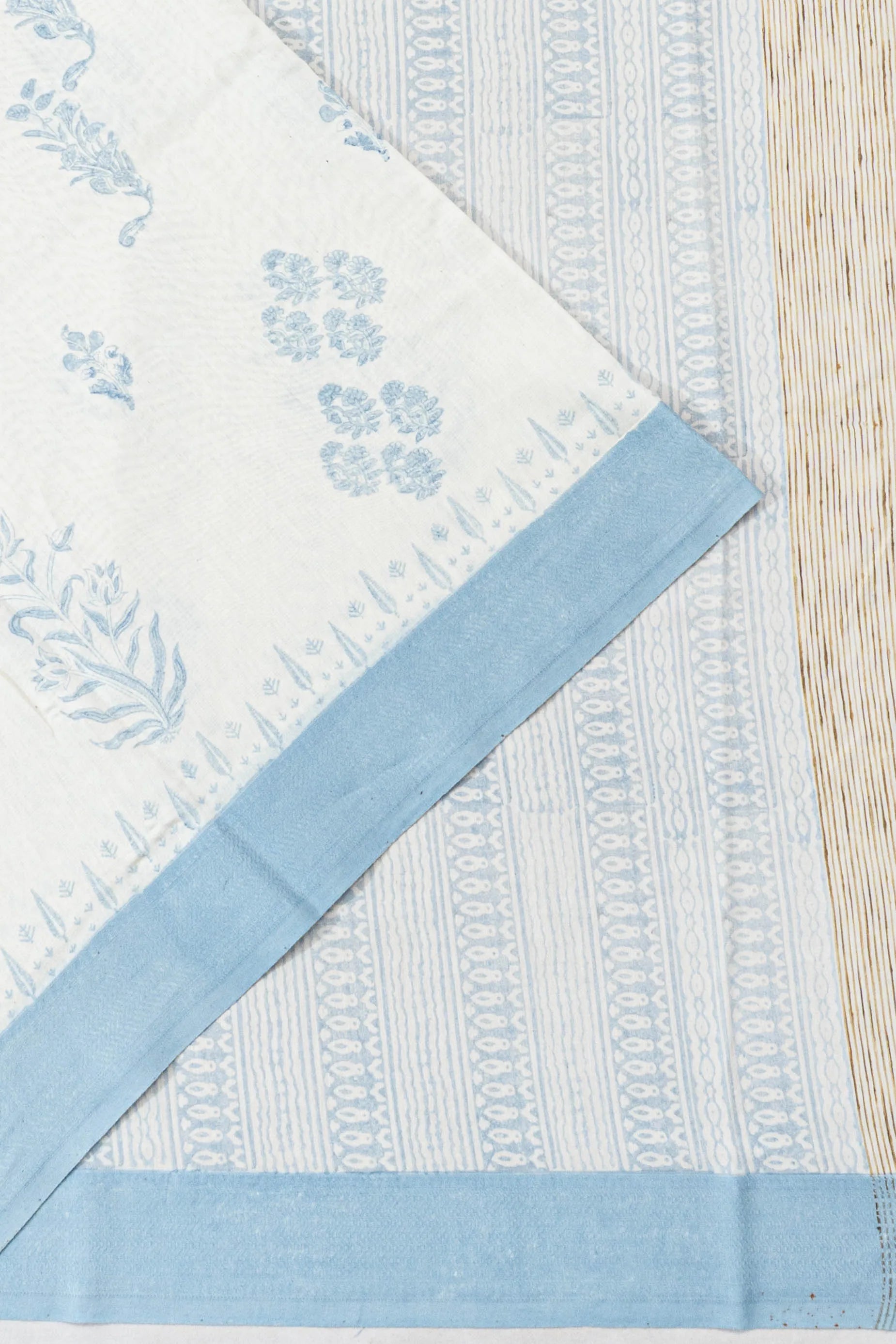 Chanderi Cotton Printed White Saree