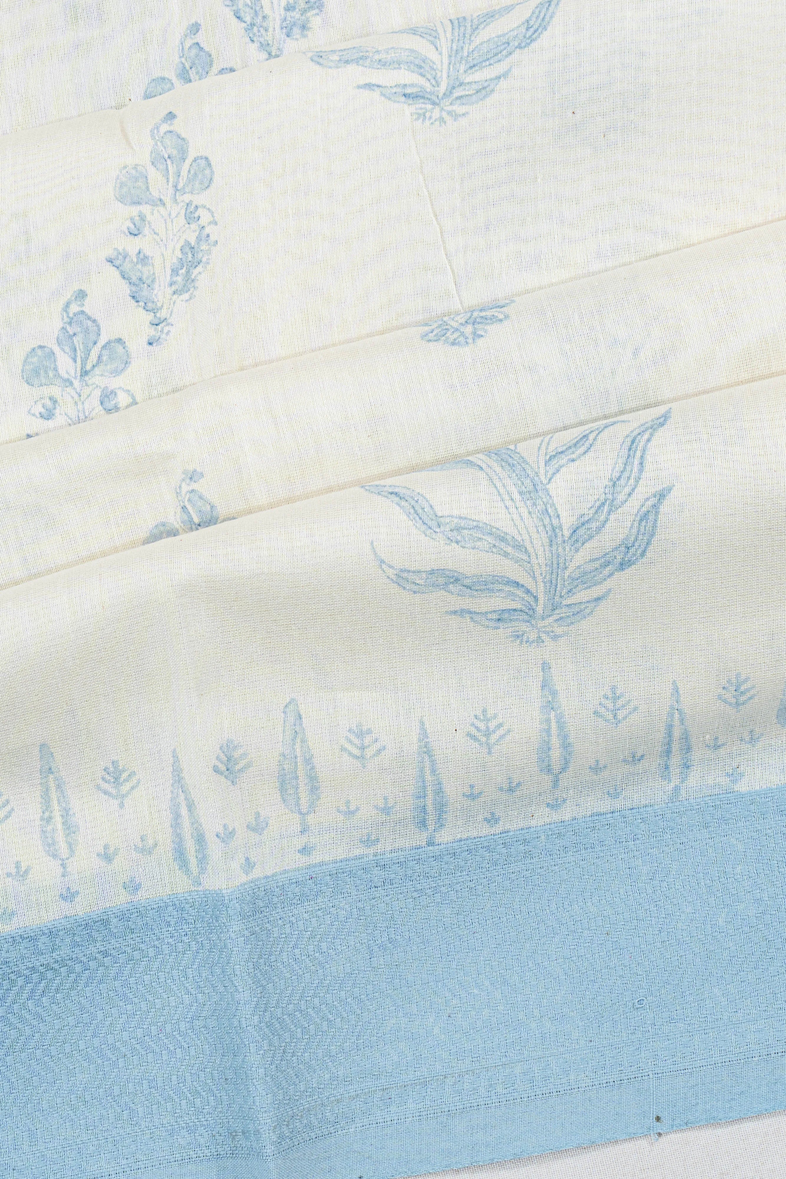 Chanderi Cotton Printed White Saree