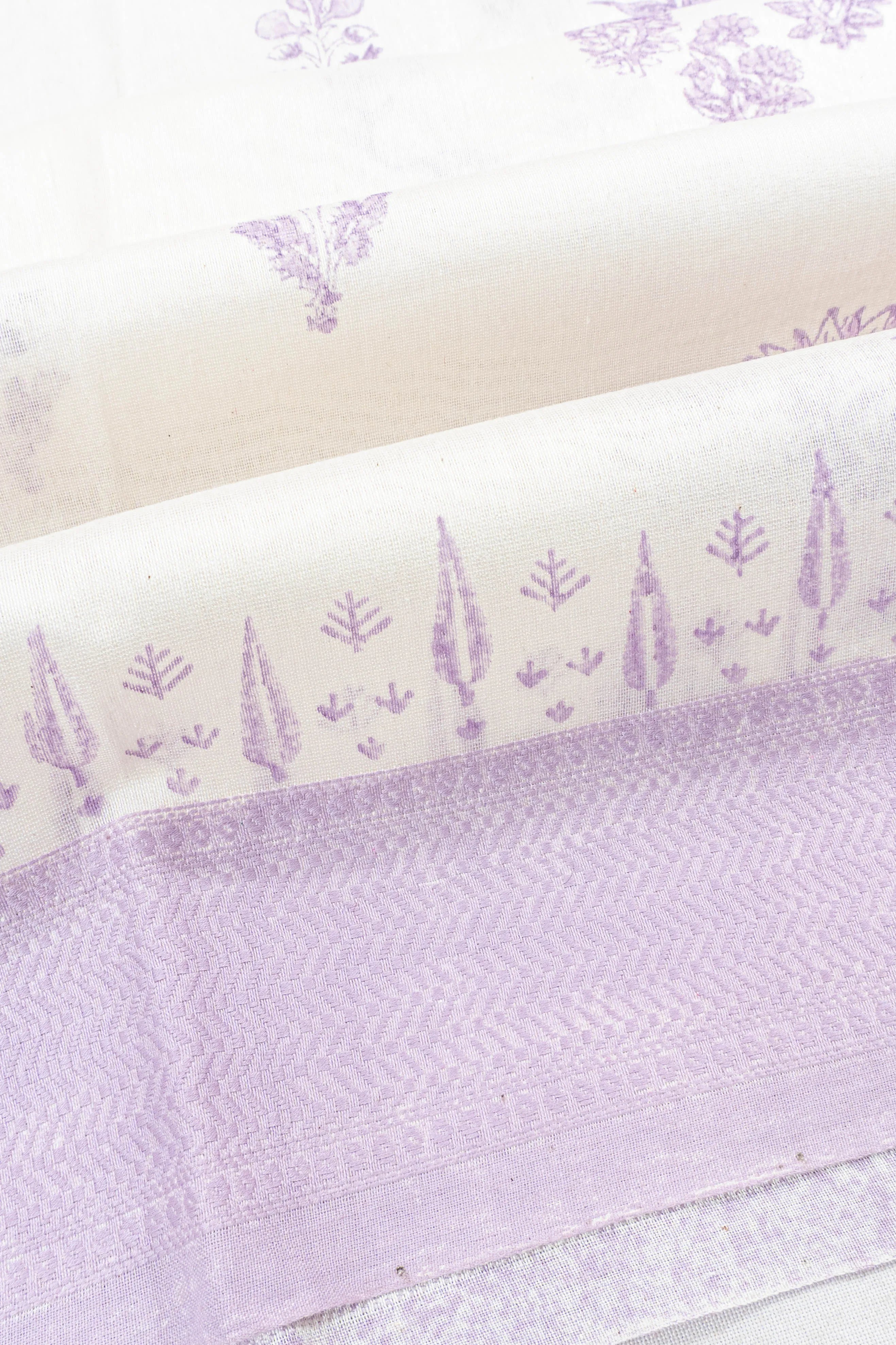 Chanderi Cotton Printed White Saree