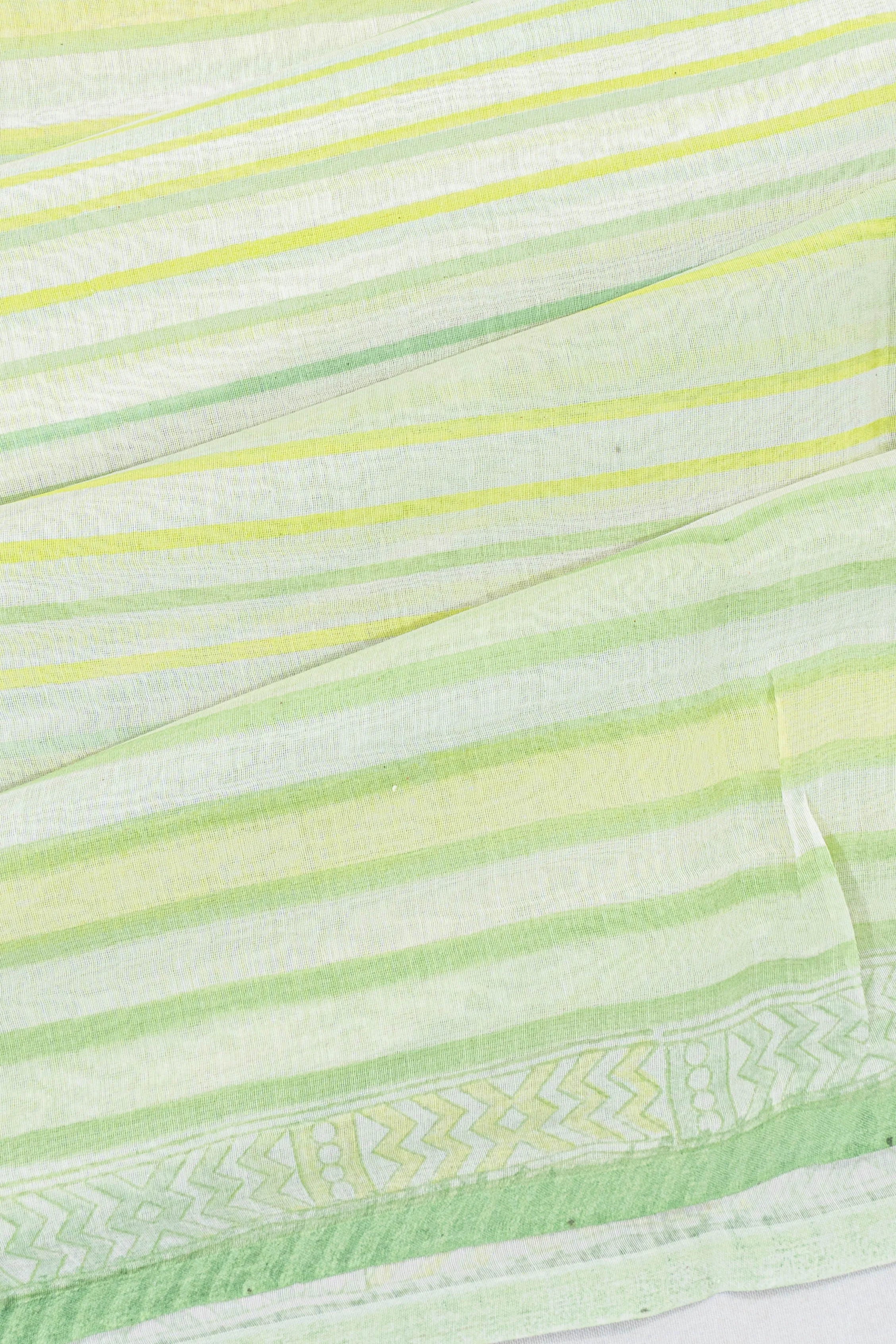 Chanderi Cotton Printed White Saree