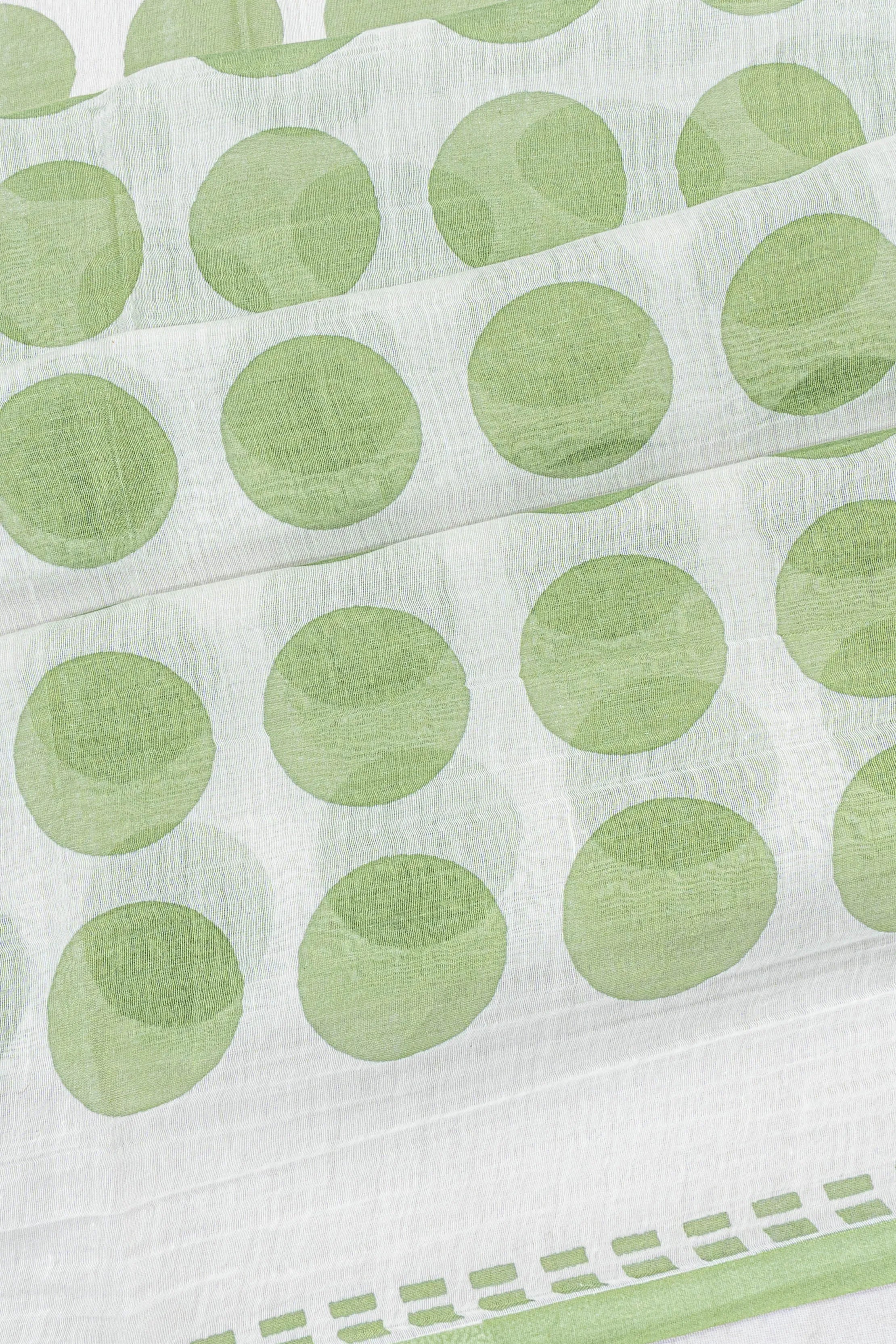 Chanderi Cotton Printed White Saree