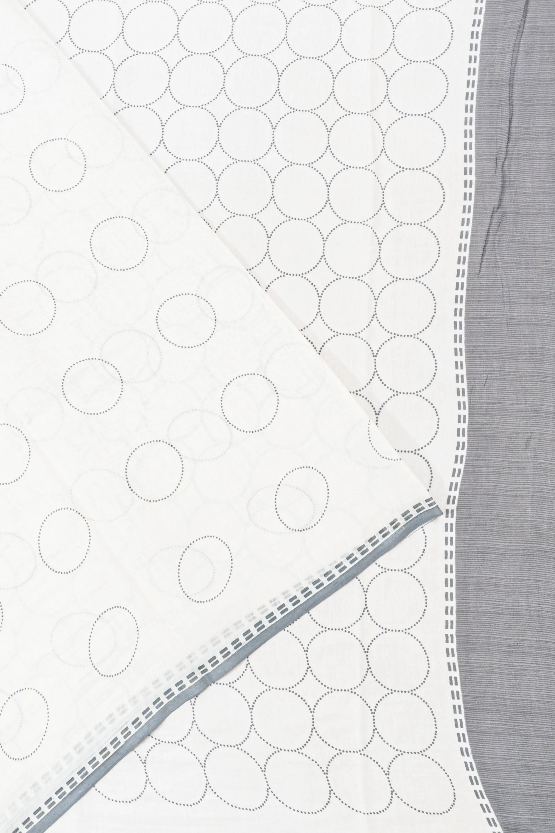 Chanderi Cotton Printed White Saree