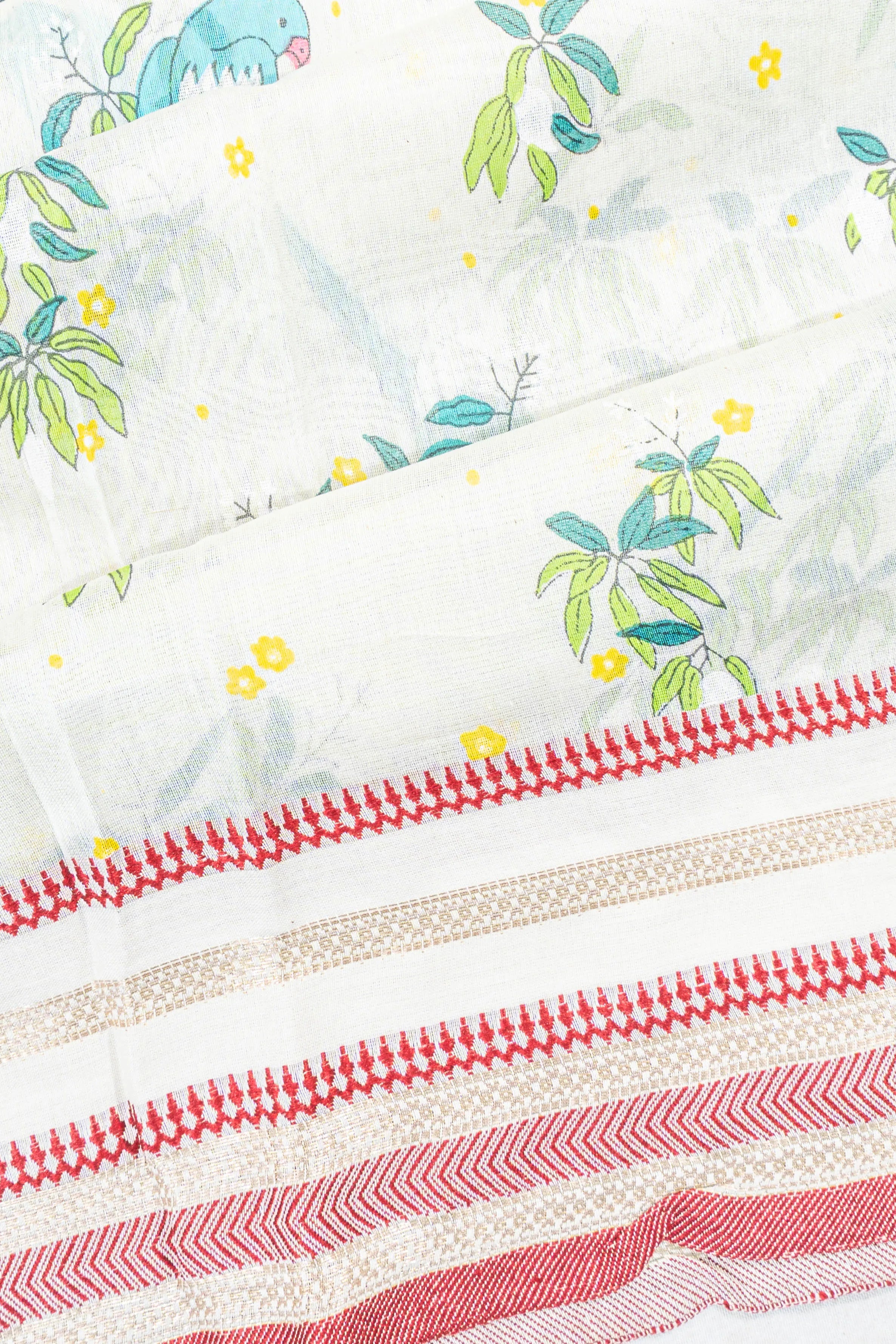 Chanderi Cotton Printed Light Green Saree