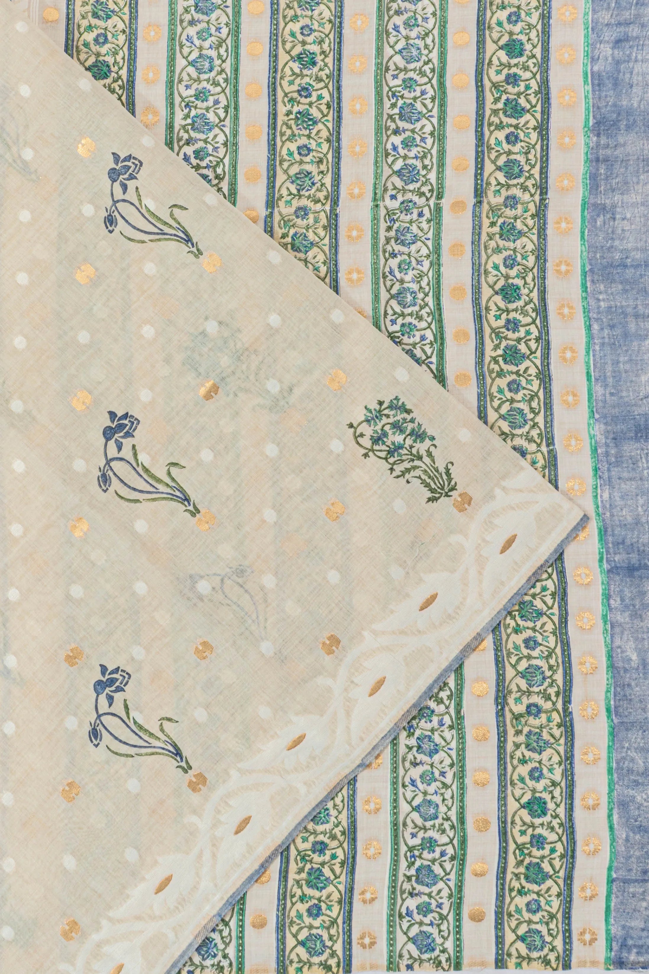 Chanderi Cotton Printed Butta Beige Saree