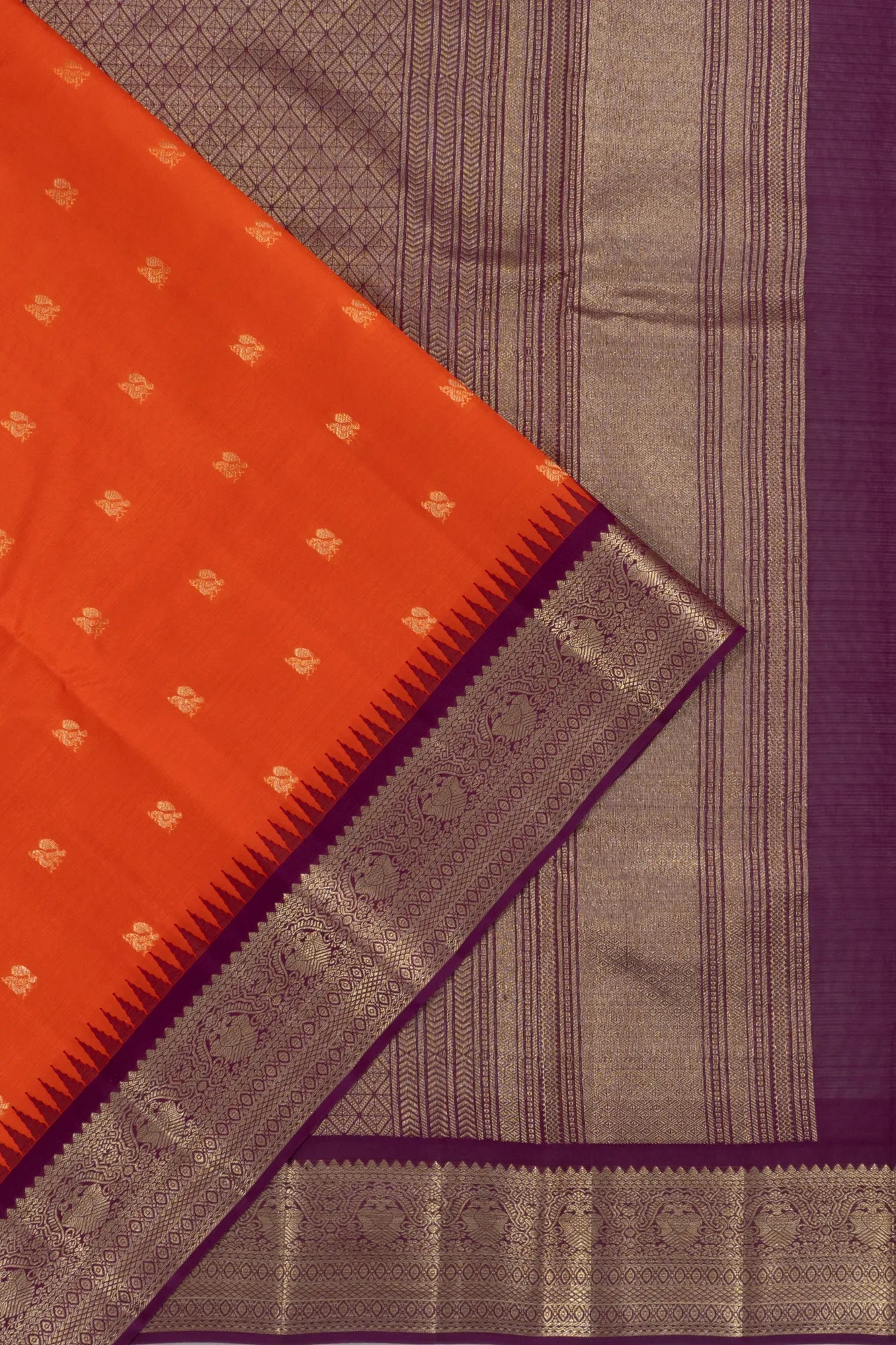 Taranga Kanchi Silk Butta Orange Saree
