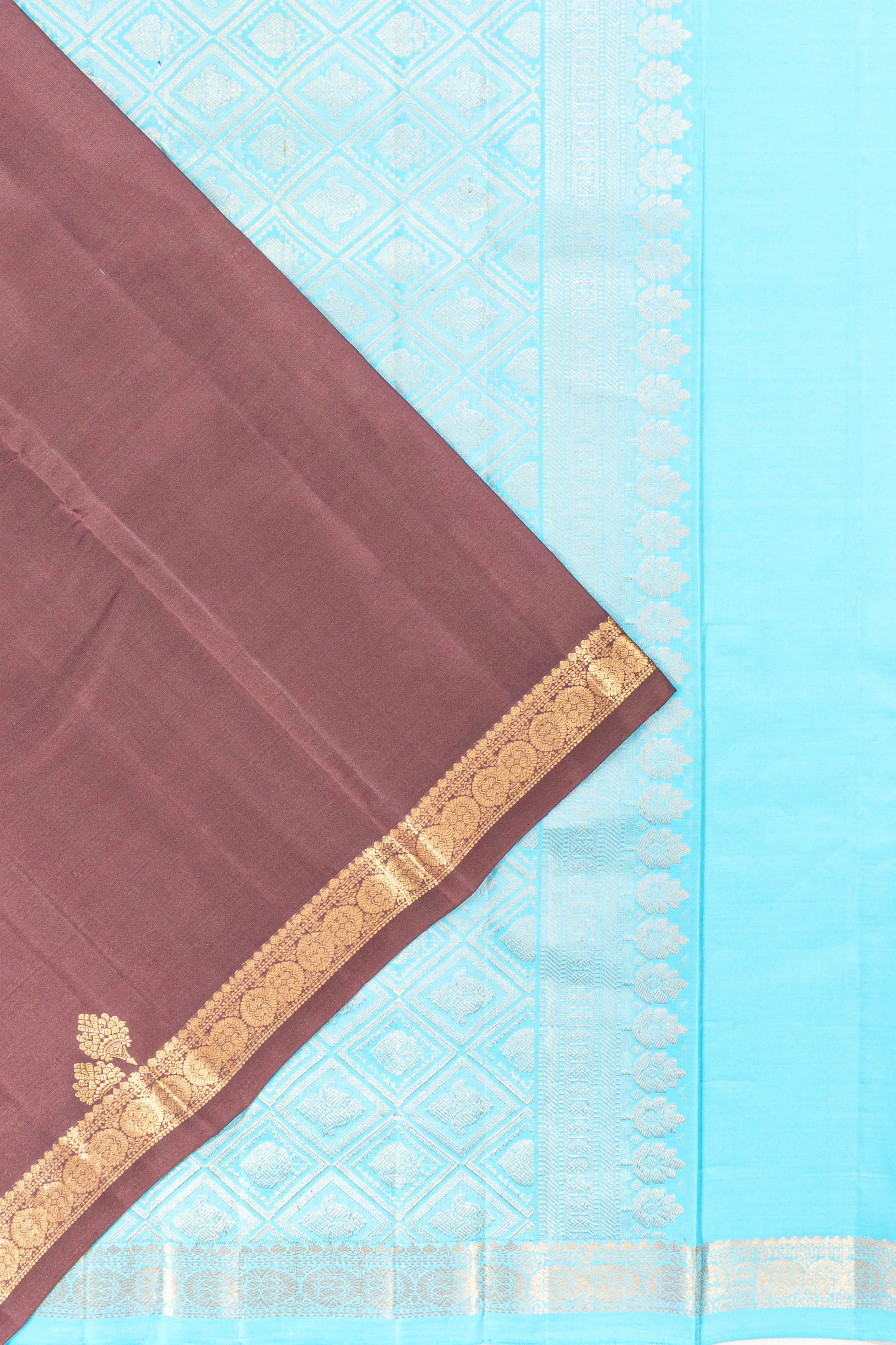 Taranga Kanchi Silk Butta Brown Saree