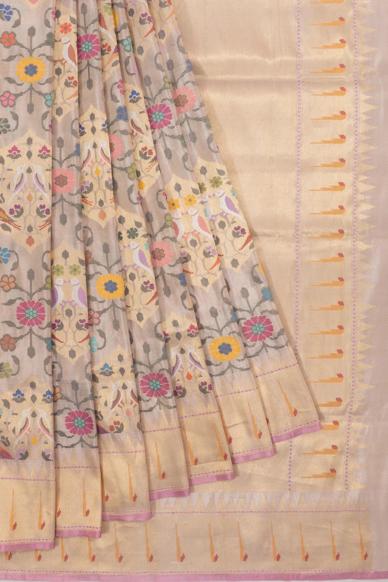 Banarasi Silk Tissue Jaal Beige Saree
