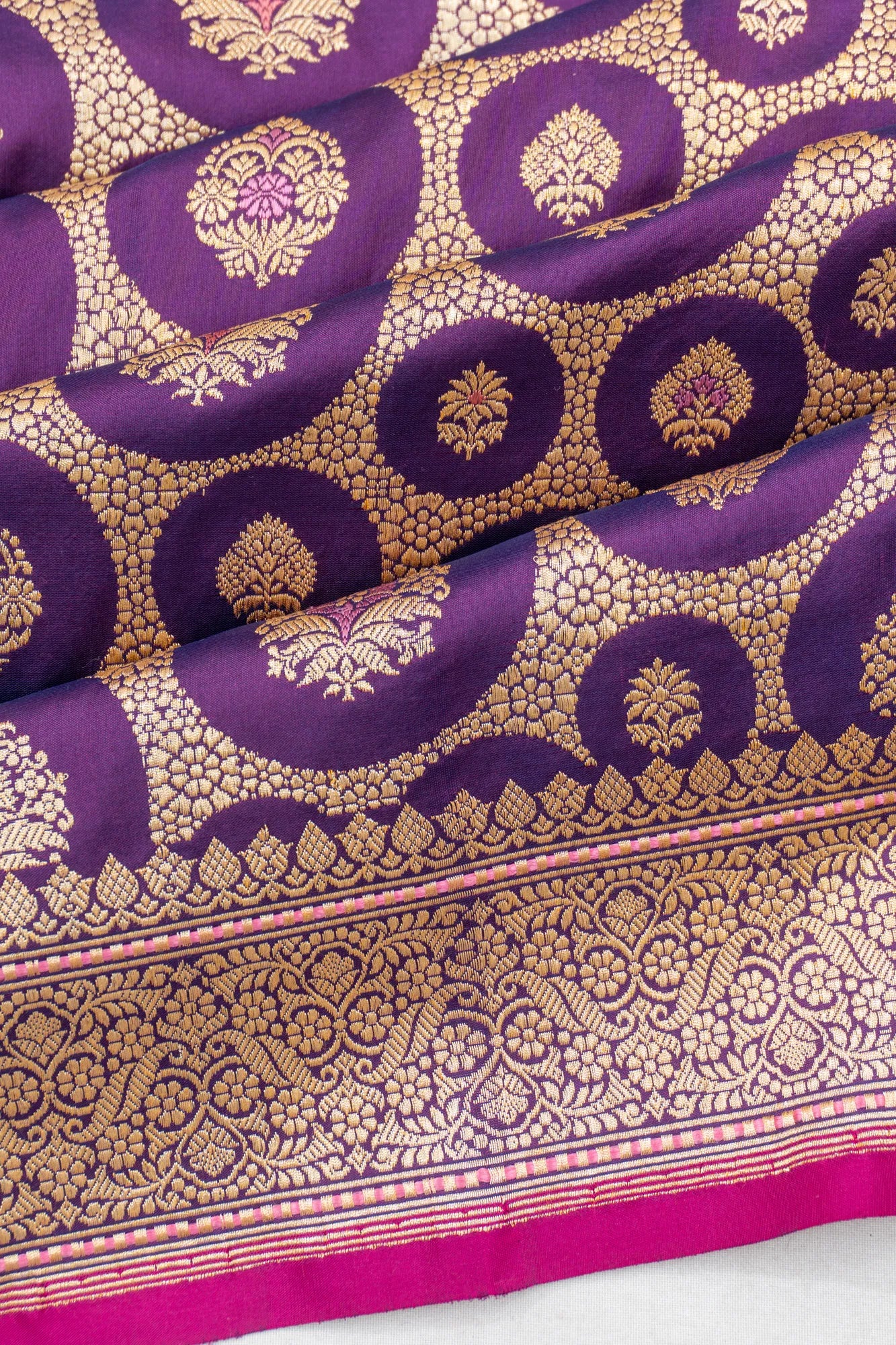 Banarasi Silk Kadwa Butta Purple Saree
