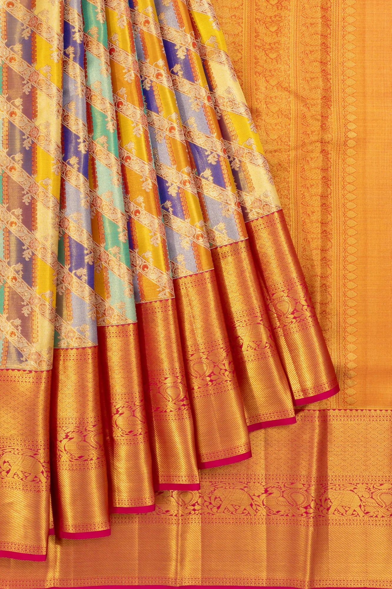 Taranga Kanchi Silk Tissue Brocade Multicolour Saree