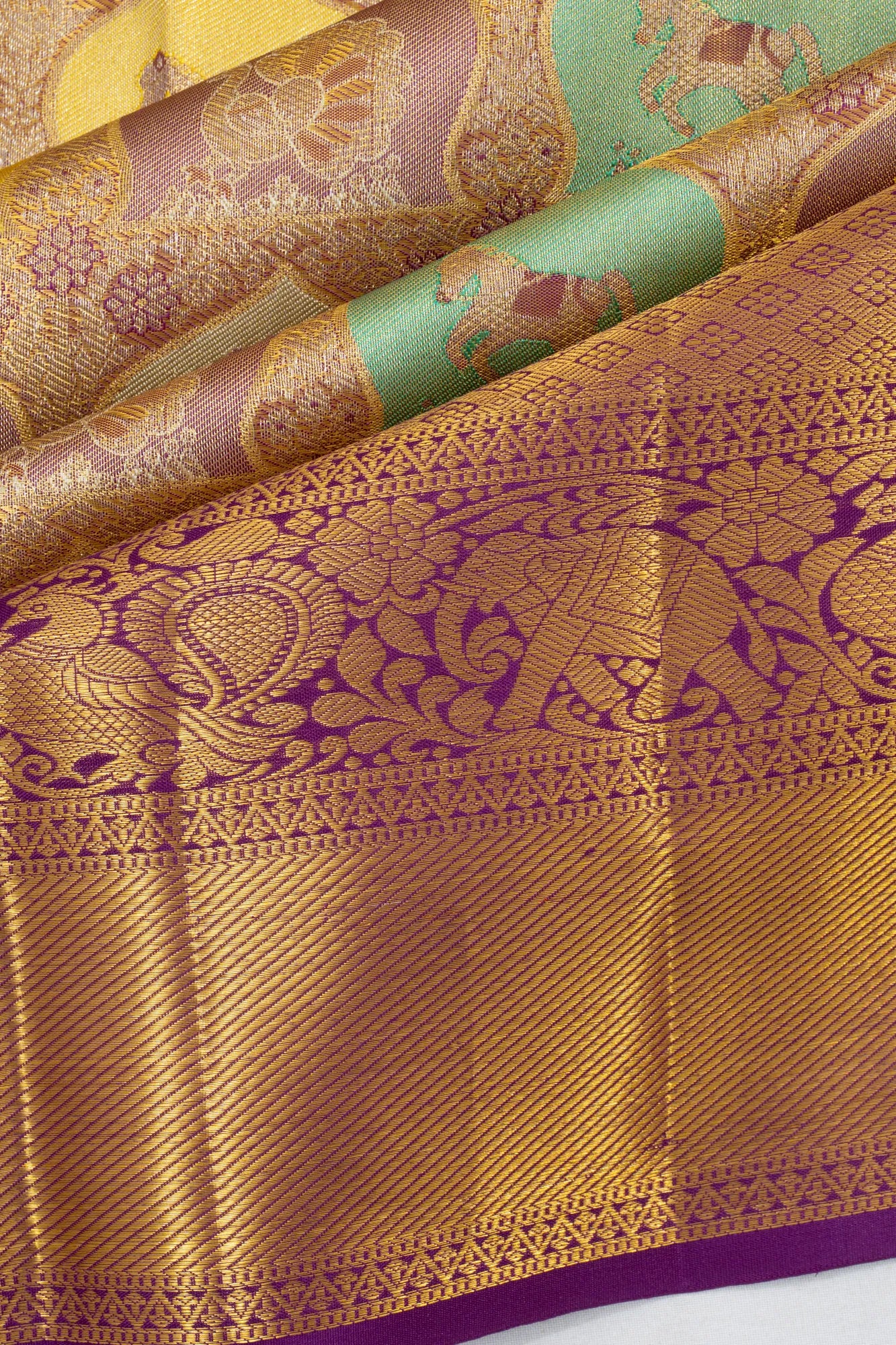 Taranga Kanchi Silk Tissue Brocade Multicolour Saree
