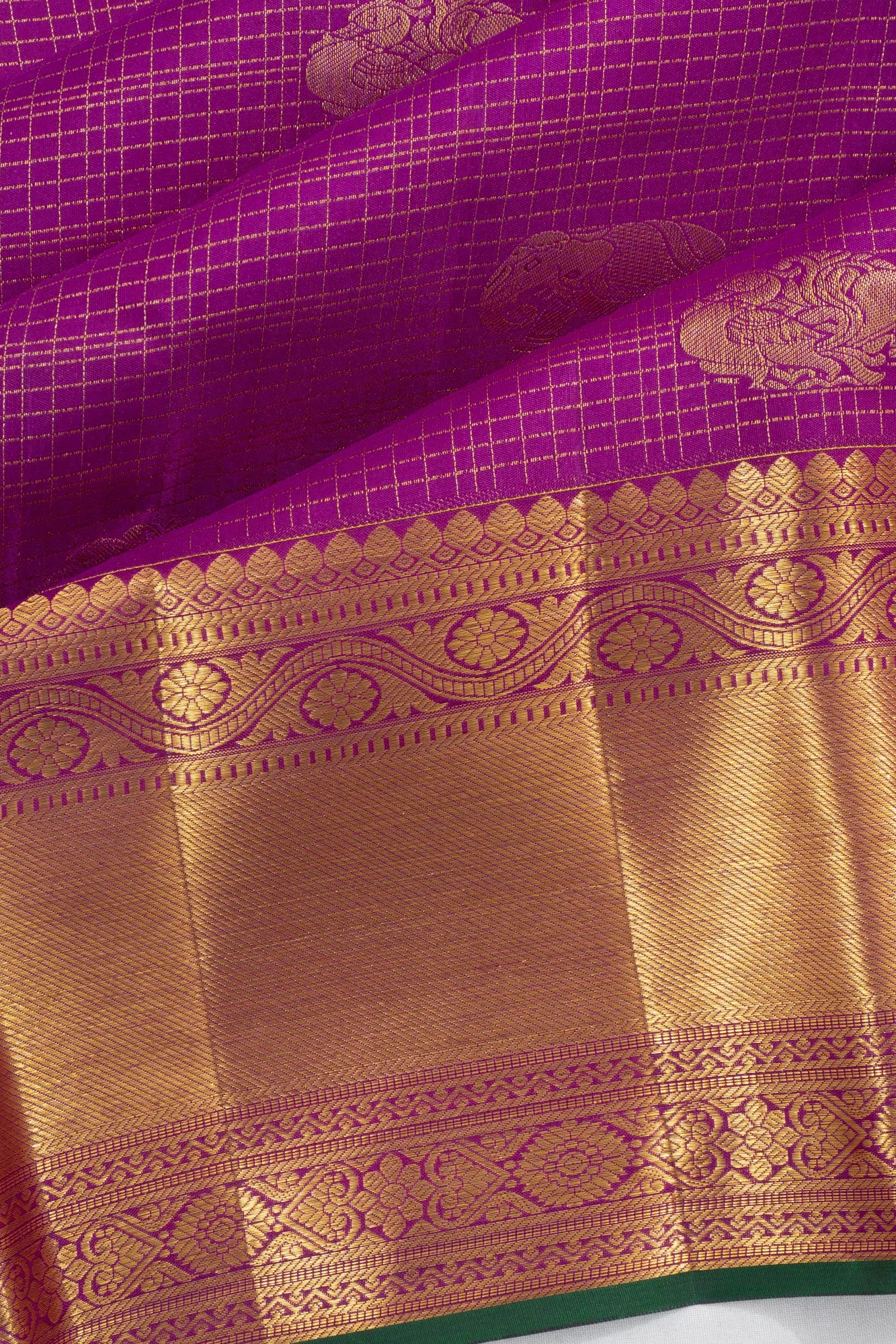 Taranga Kanchi Silk Checks And Butta Purple Saree
